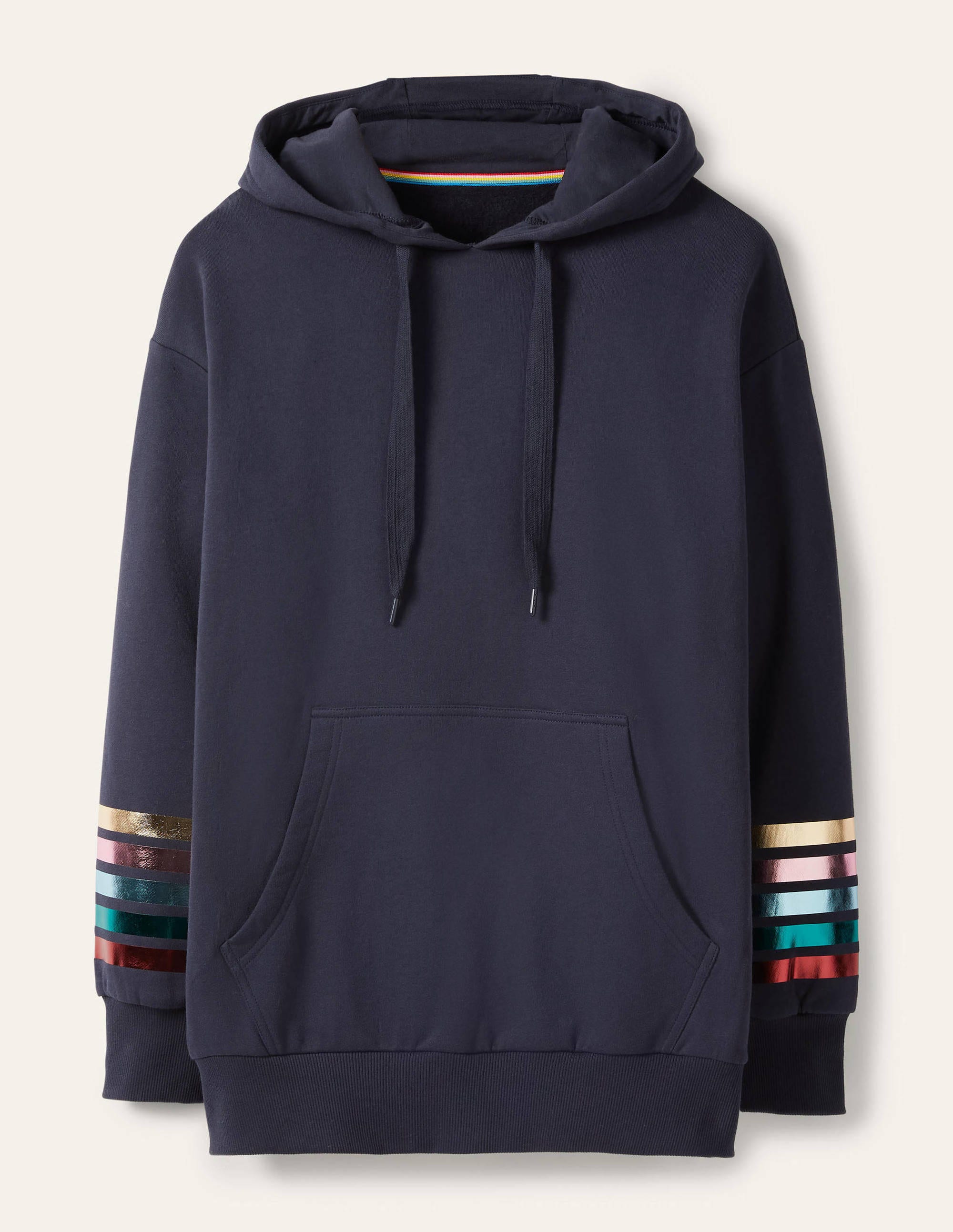 Oversized Hoodie-Navy Rainbow Foil Cuff - Image 7