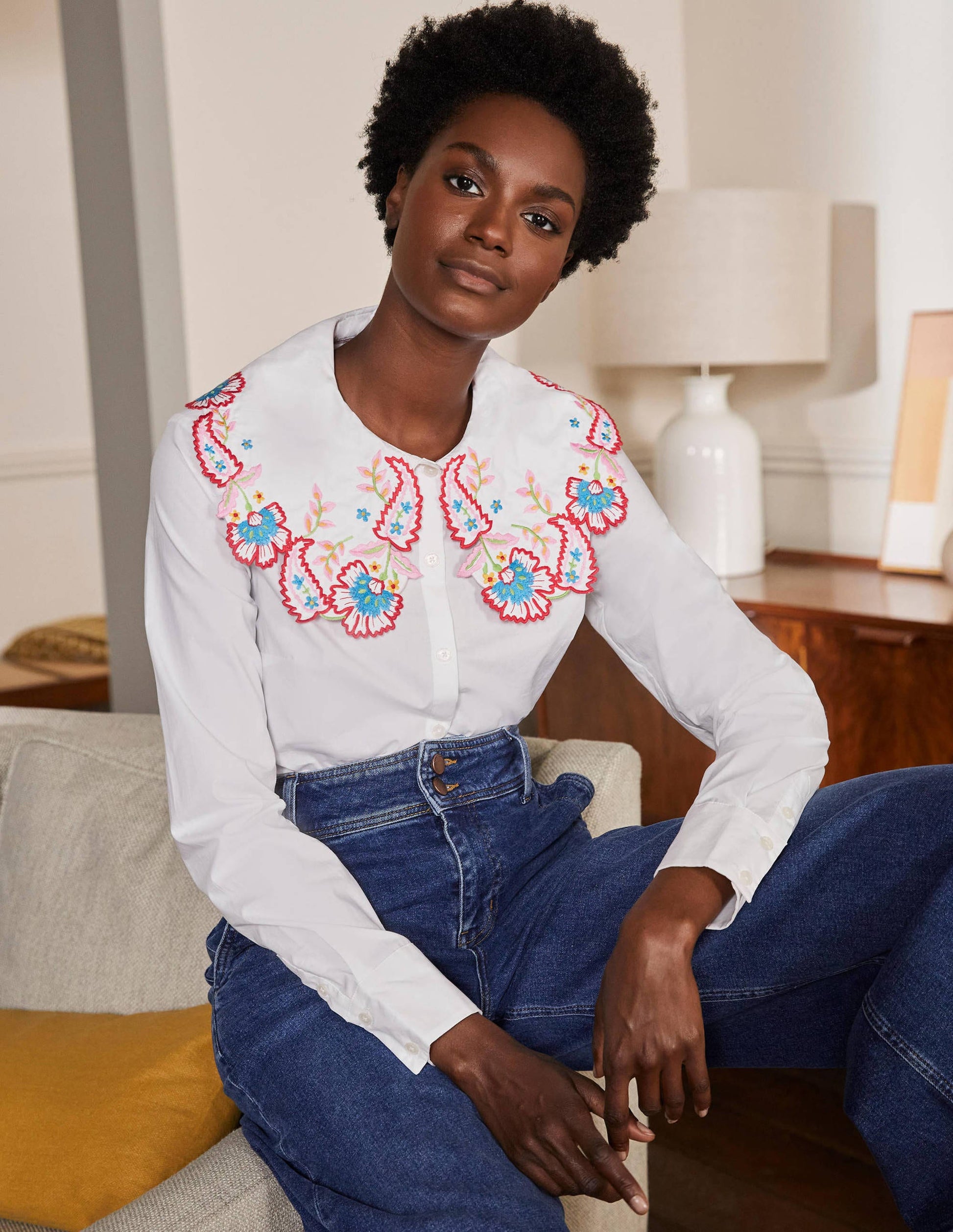 Antonia Embroidered Shirt-White-5