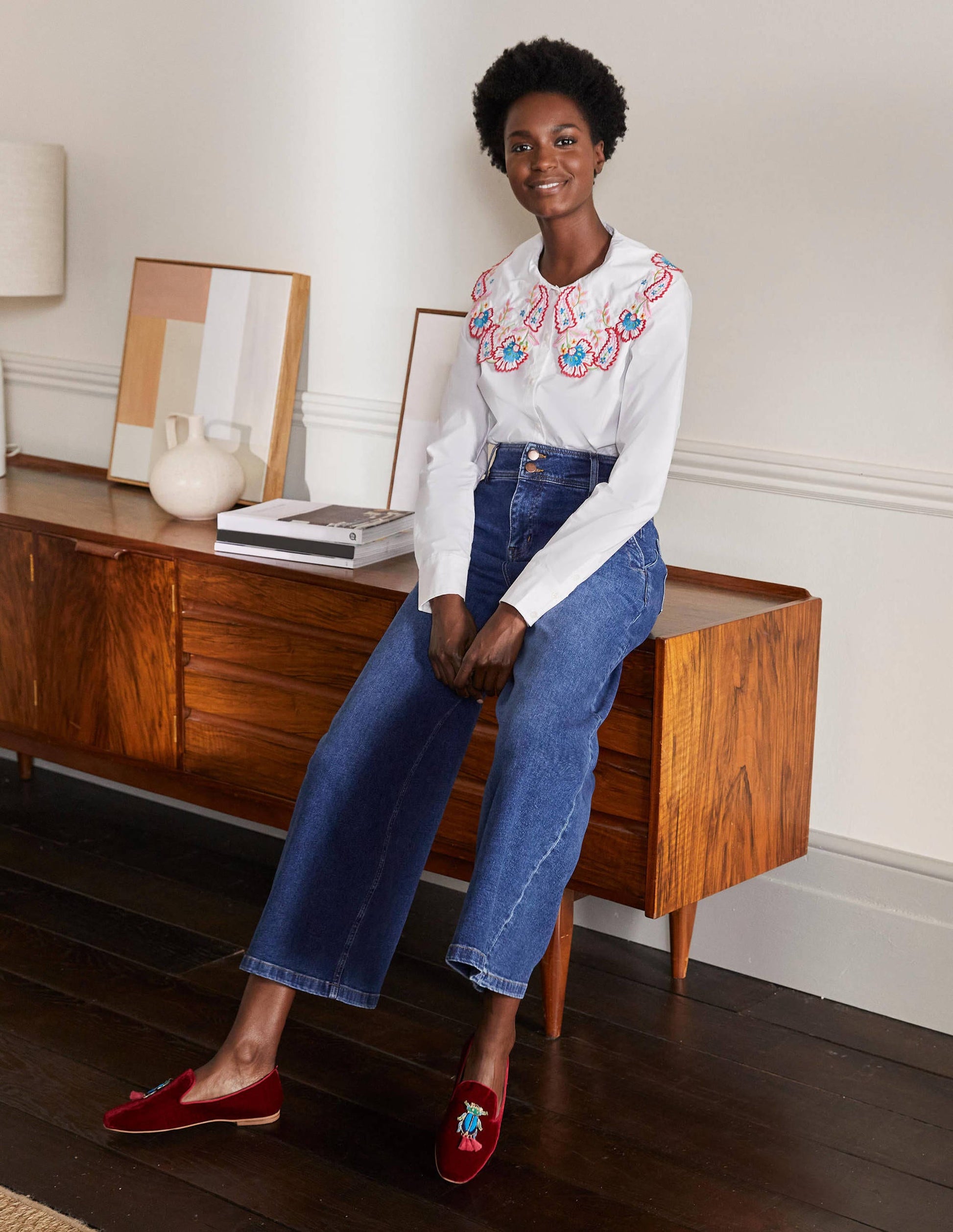 Antonia Embroidered Shirt-White-3