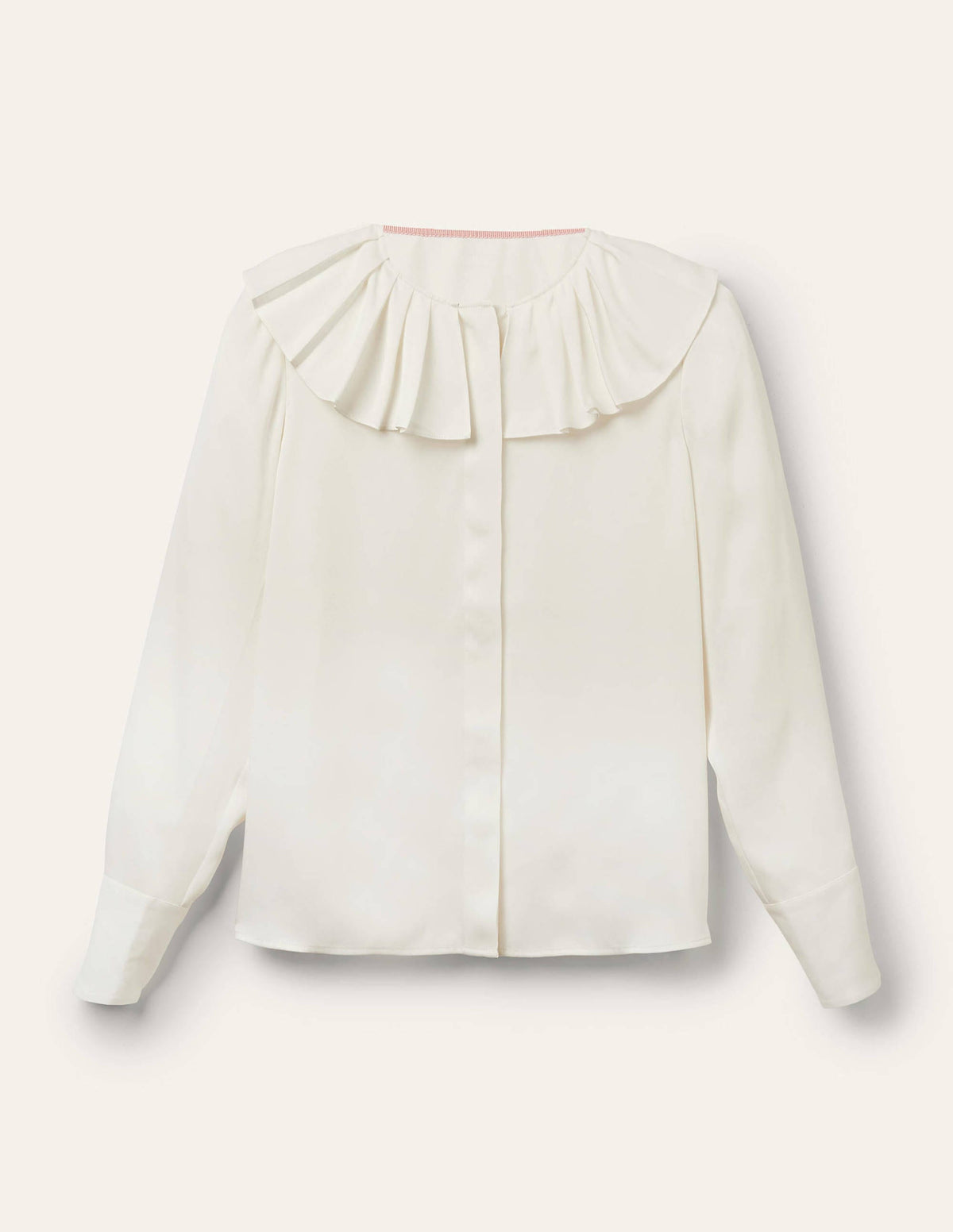 Pleated Collar Boxy Top-Ivory - Image 5