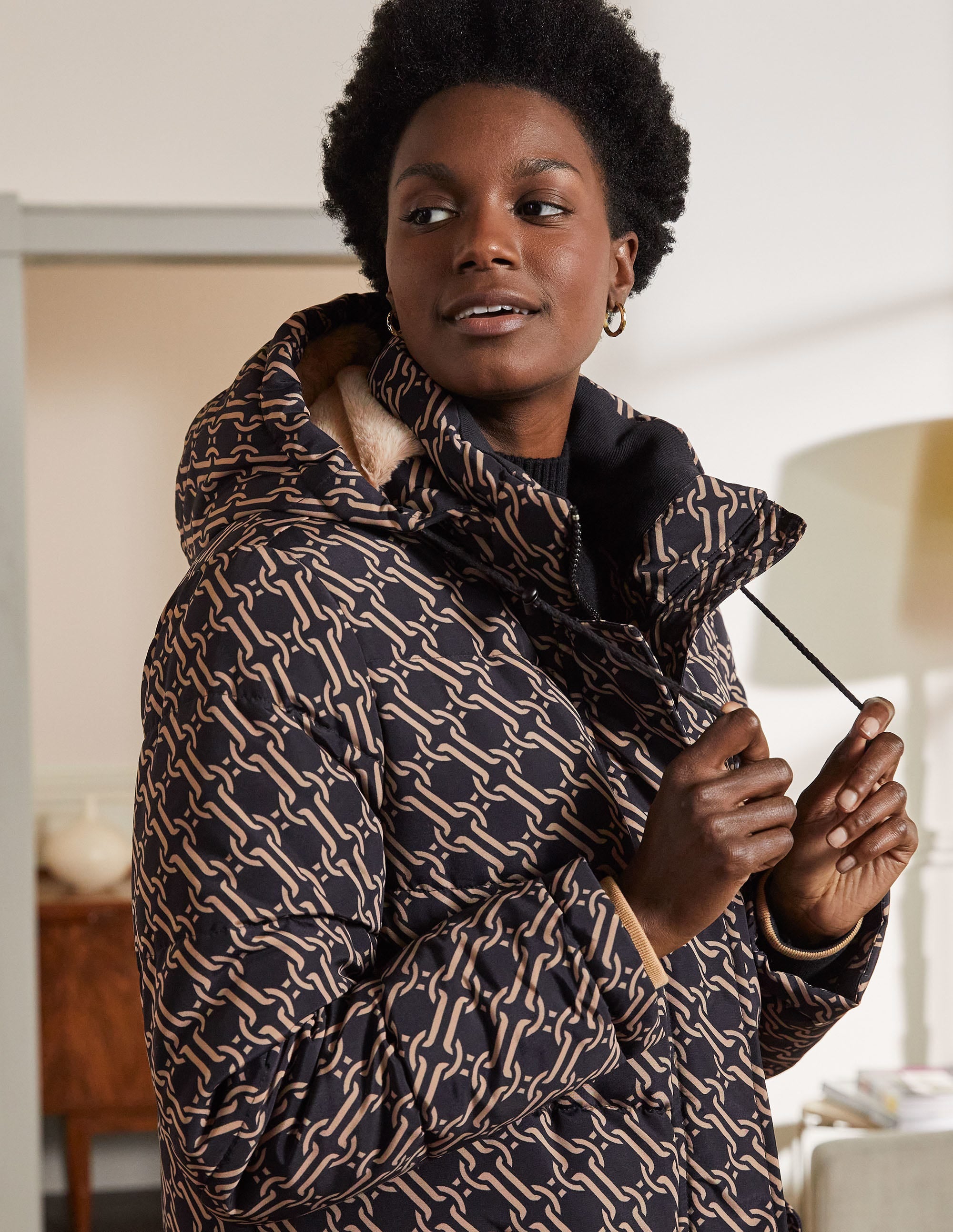 Skye Puffer Coat-Black, Chain Geo Large - Image 2
