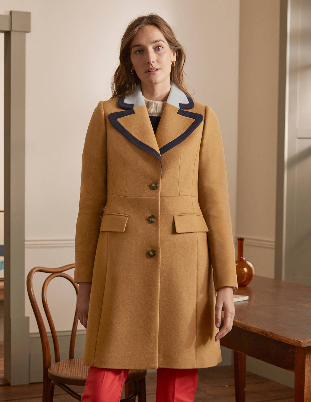 Wool Blend Tailored Coat-Ground Ginger - Image 3
