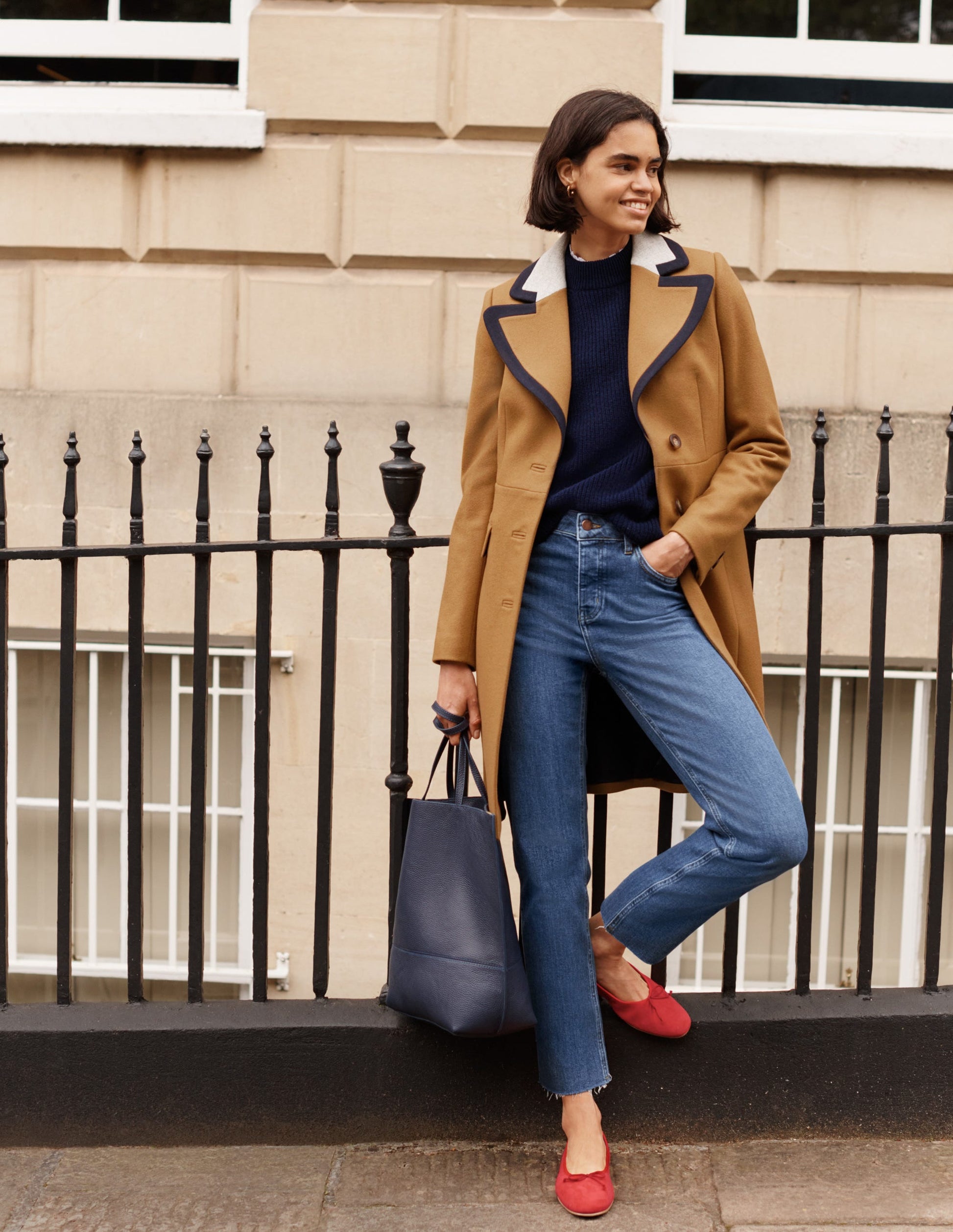 Wool Blend Tailored Coat-Ground Ginger-5