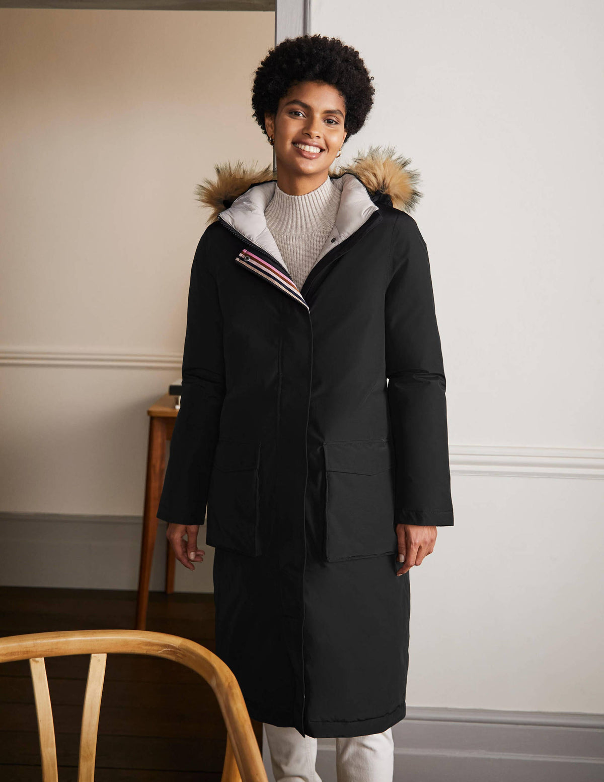 Orkney Padded Parka Coat-Black-3