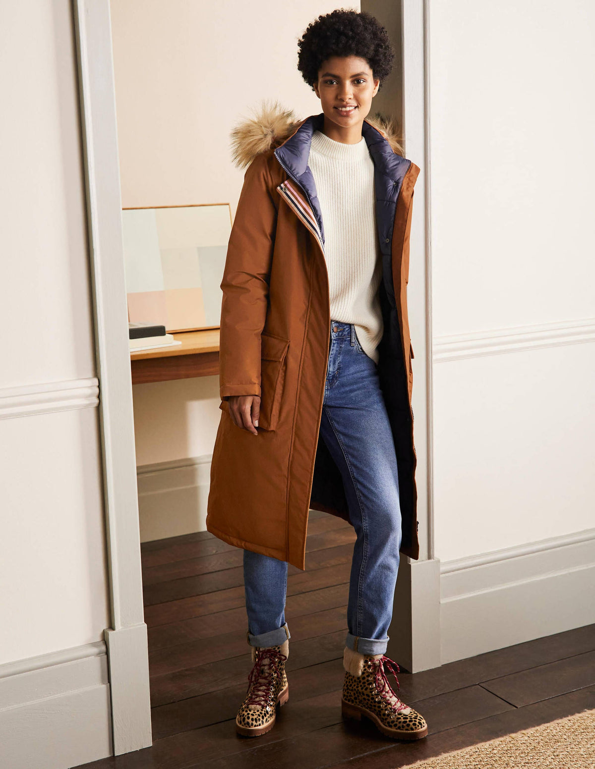 Orkney Padded Parka Coat-Ginger - Image 5