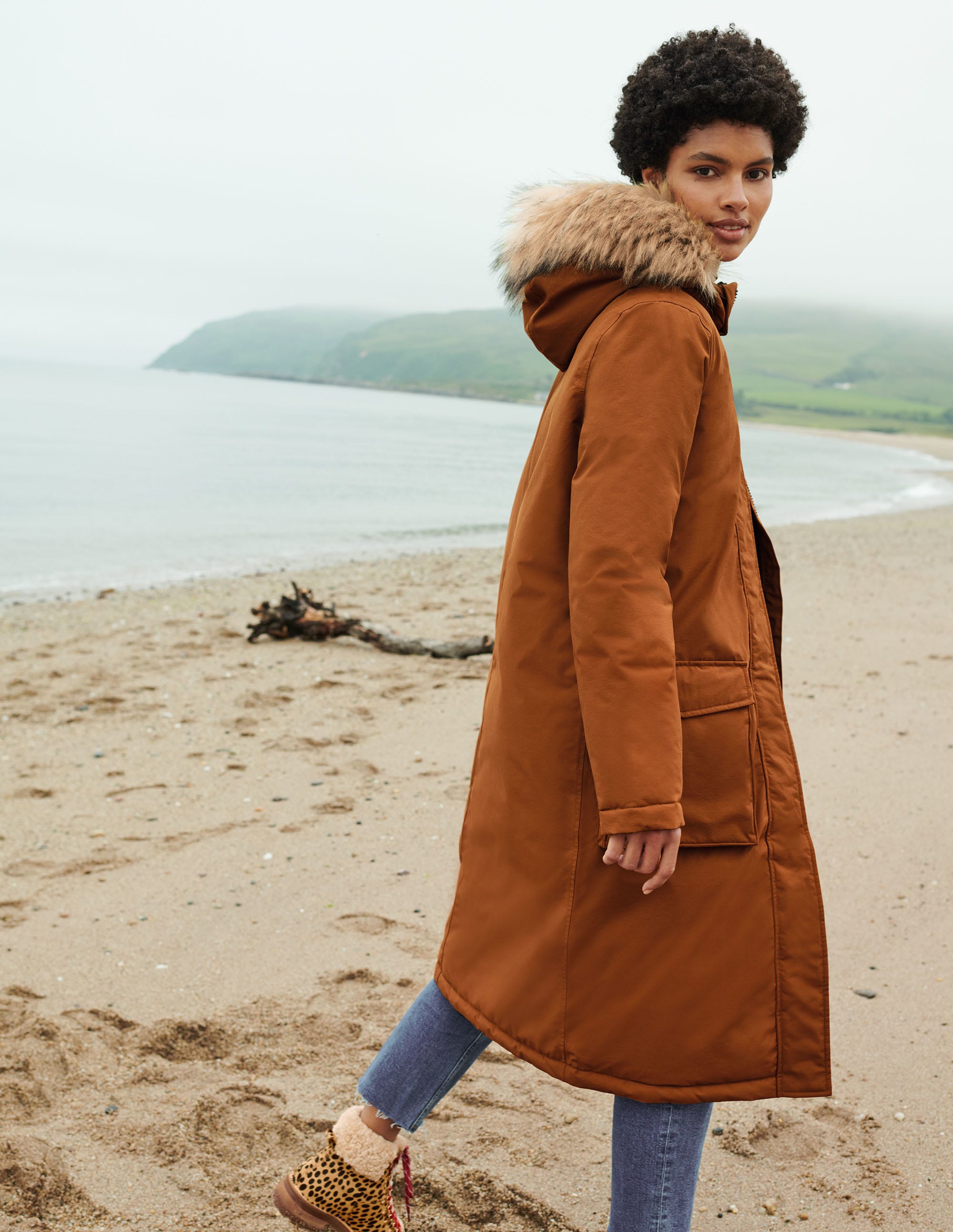 Orkney Padded Parka Coat-Ginger - Image 4