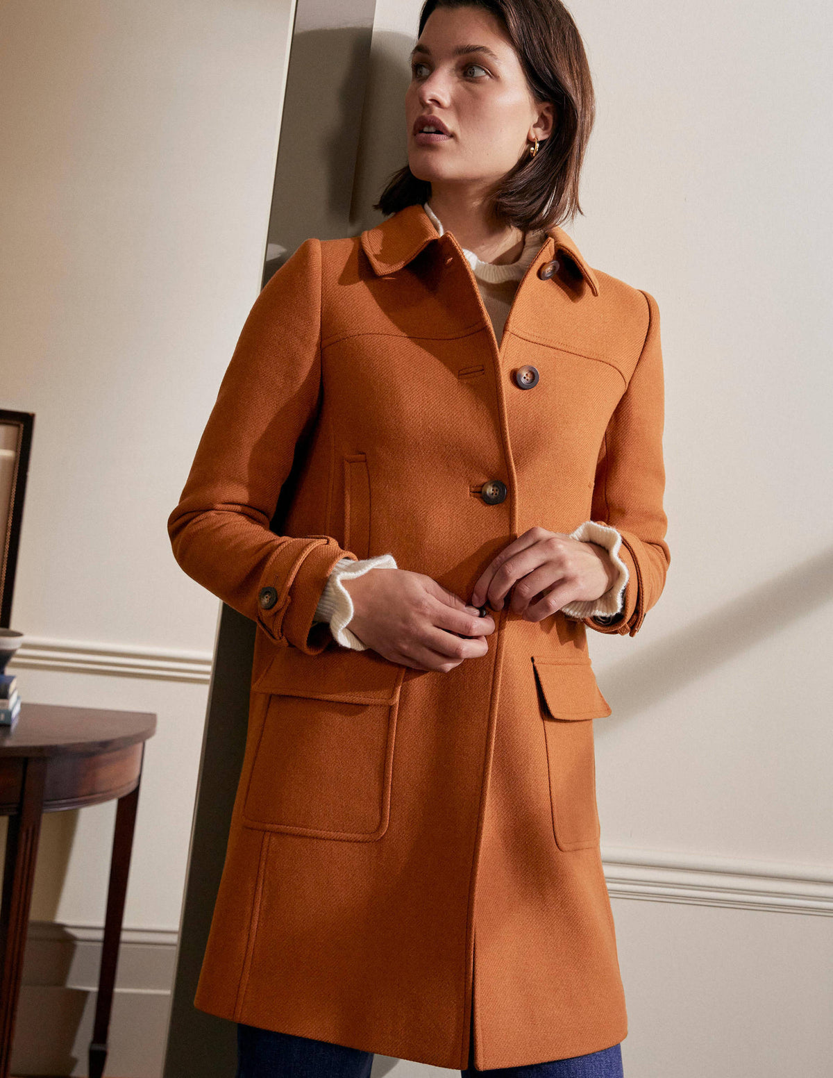 Durham Wool Blend Coat-Ochre - Image 1