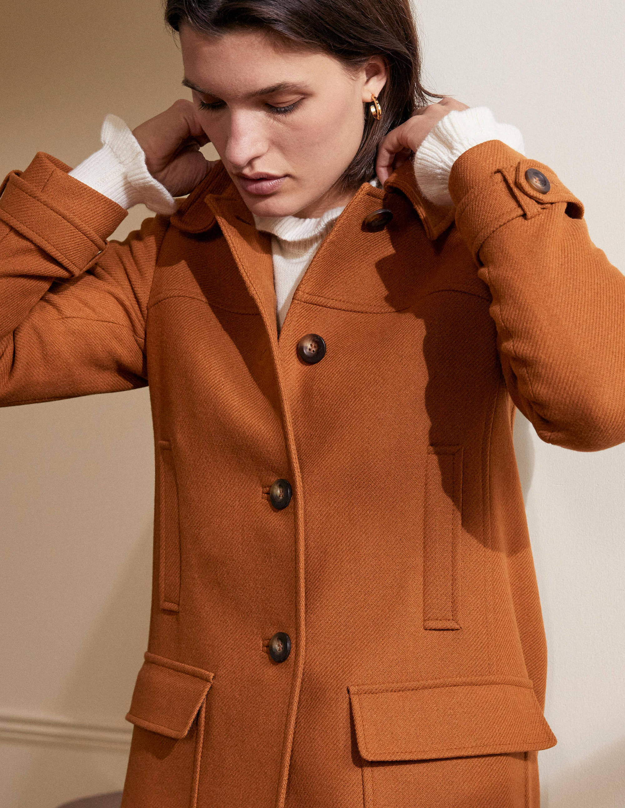 Durham Wool Blend Coat-Ochre - Image 3