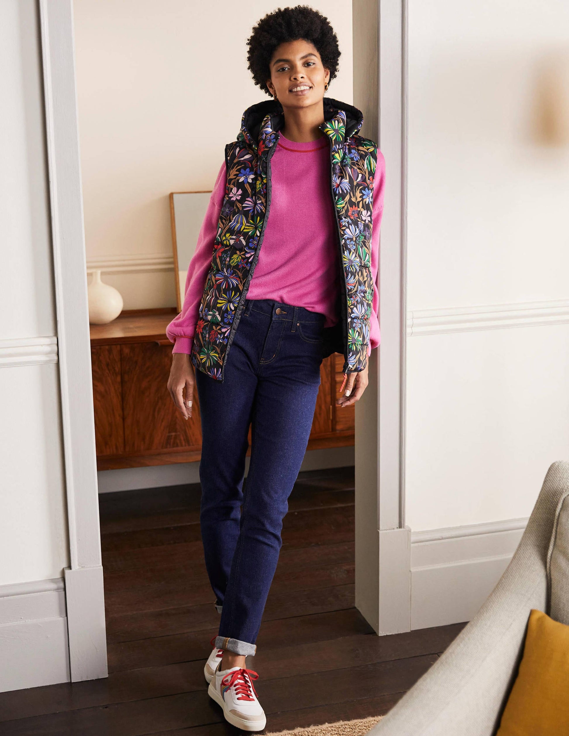 Reversible Lightweight Gilet-Black, Wild Dandelion-3