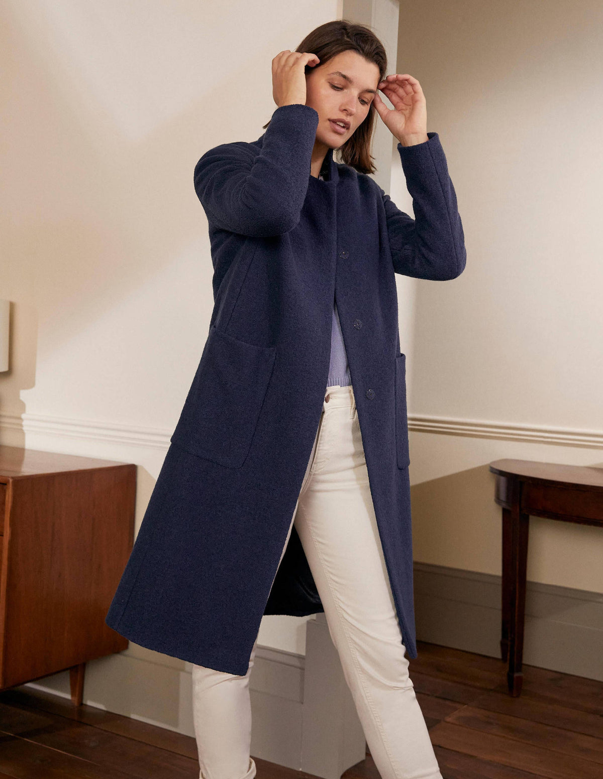 Chiltern Wool Blend Coat-Navy - Image 1