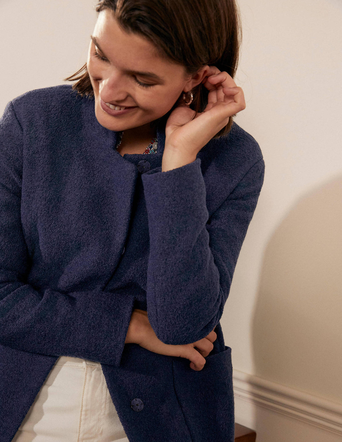 Chiltern Wool Blend Coat-Navy - Image 3