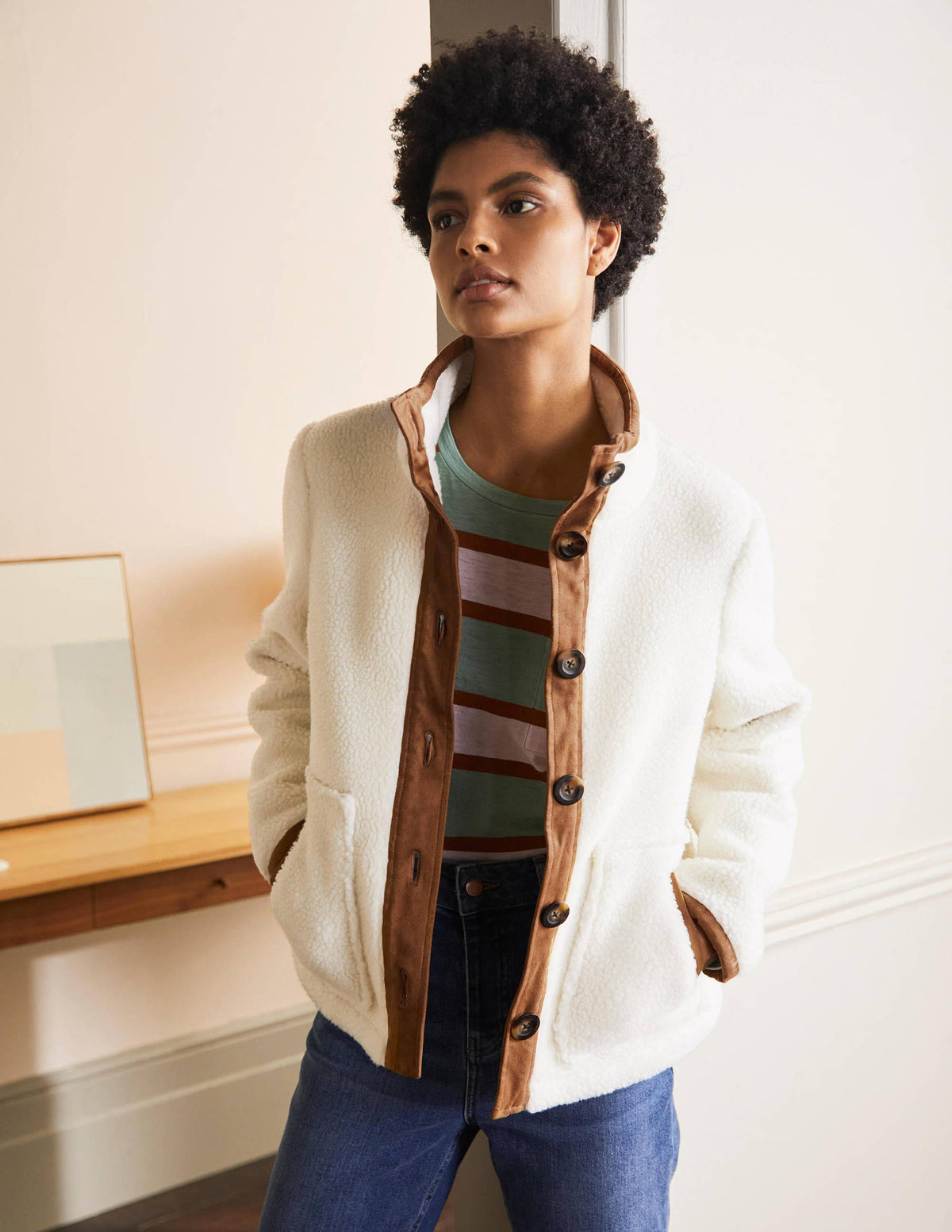 Marcia Sherpa Jacket-Ivory - Image 1