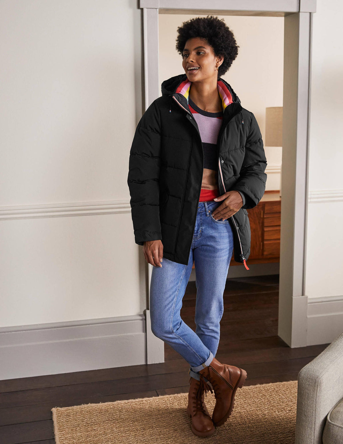 Brecon Puffer Coat-Black - Image 4