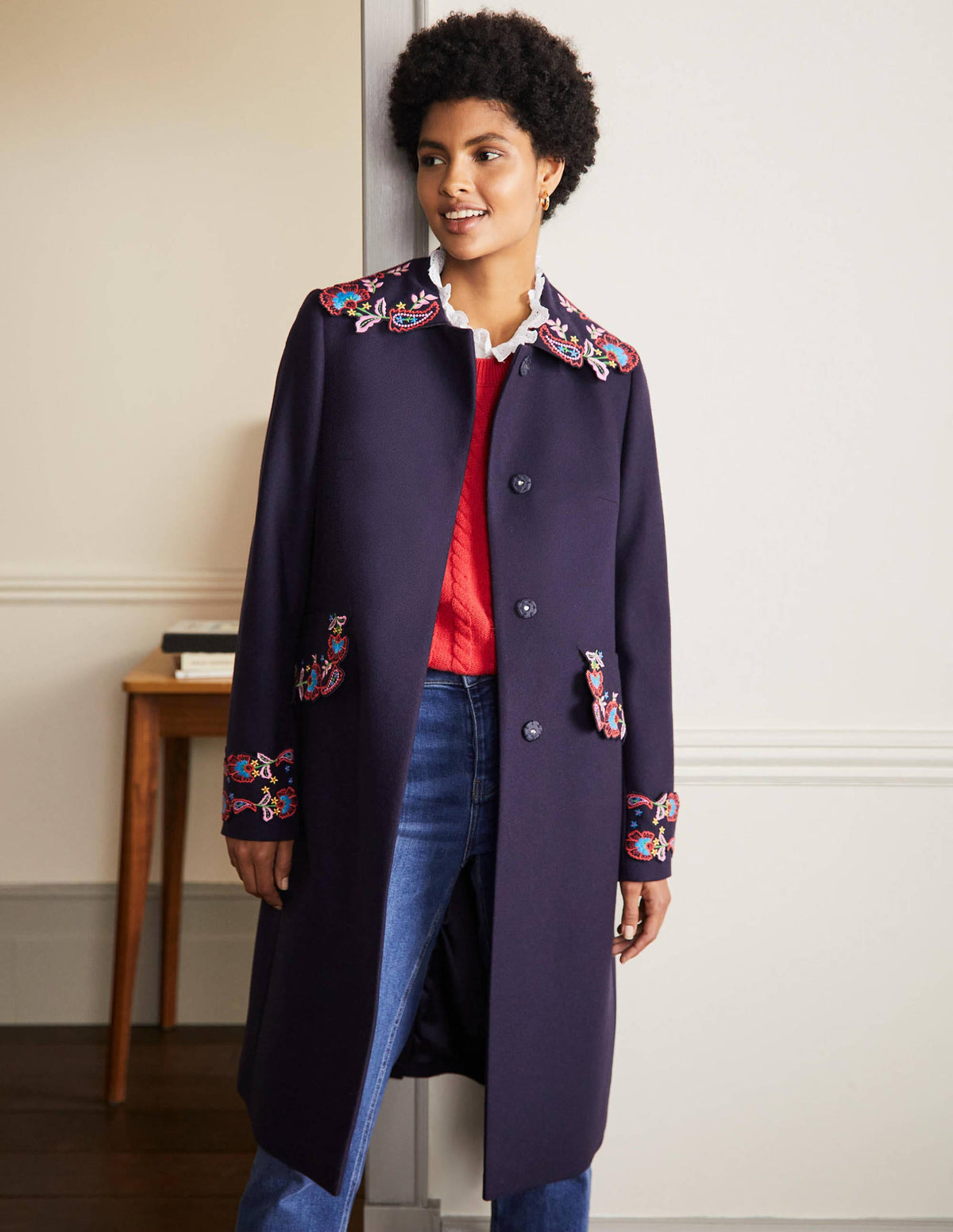 Floral Embroidered Coat-Navy Embroidered-4
