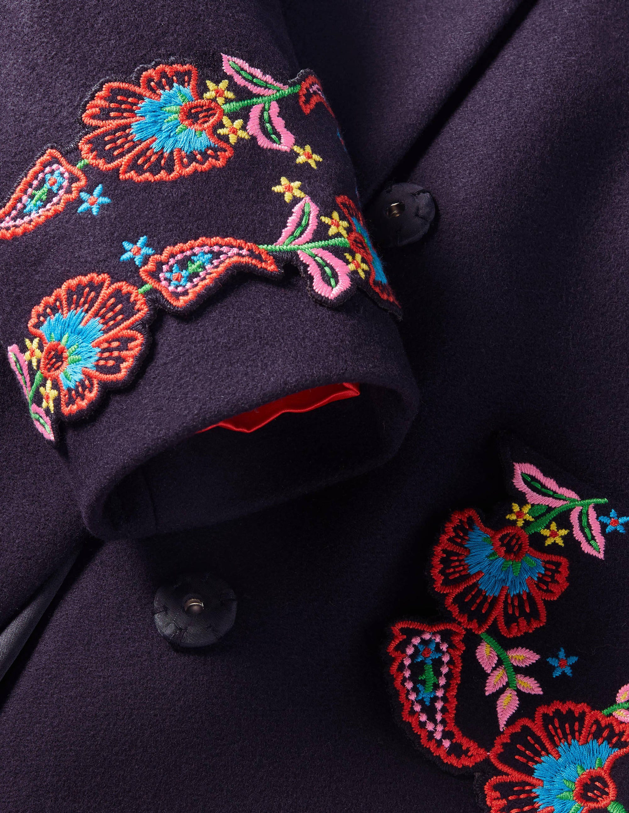 Floral Embroidered Coat-Navy Embroidered - Image 5