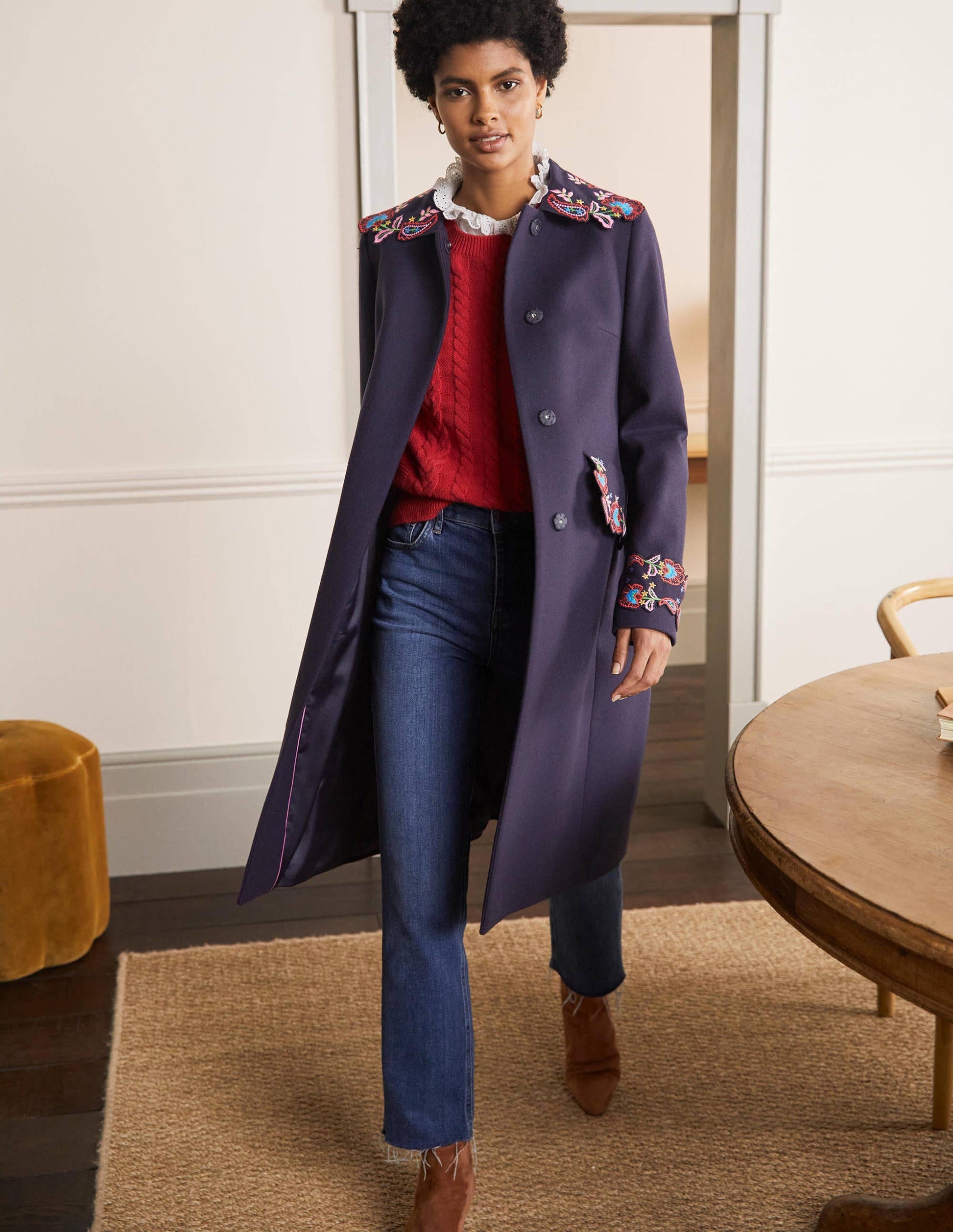 Floral Embroidered Coat-Navy Embroidered-3