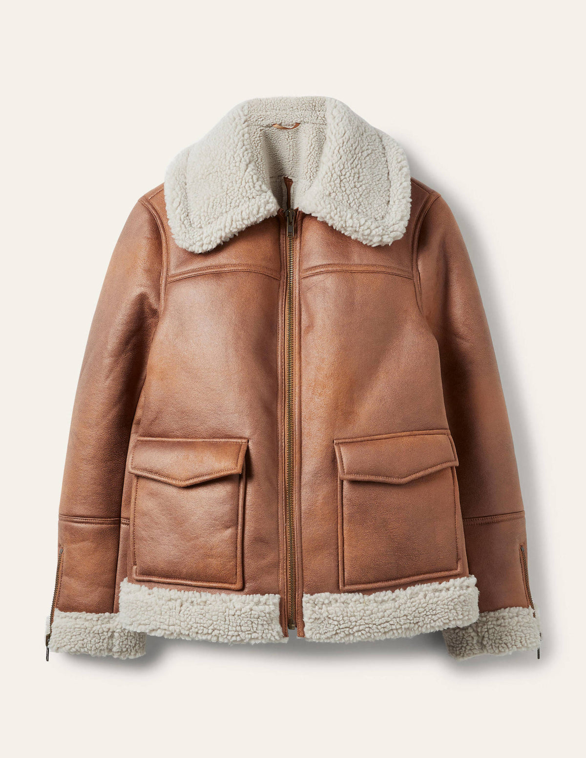 Dunmore Faux Shearling Jacket-Fudge - Image 7