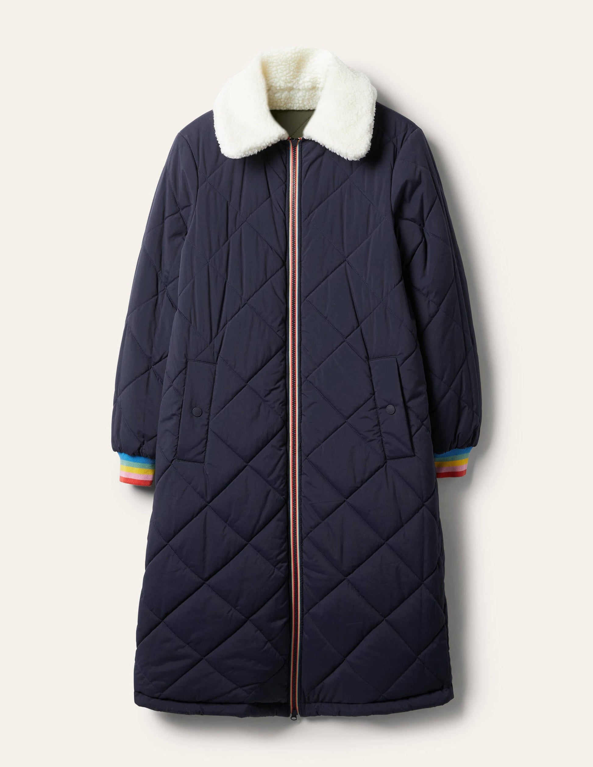 Reversible Quilted Puffer Coat-Khaki-8