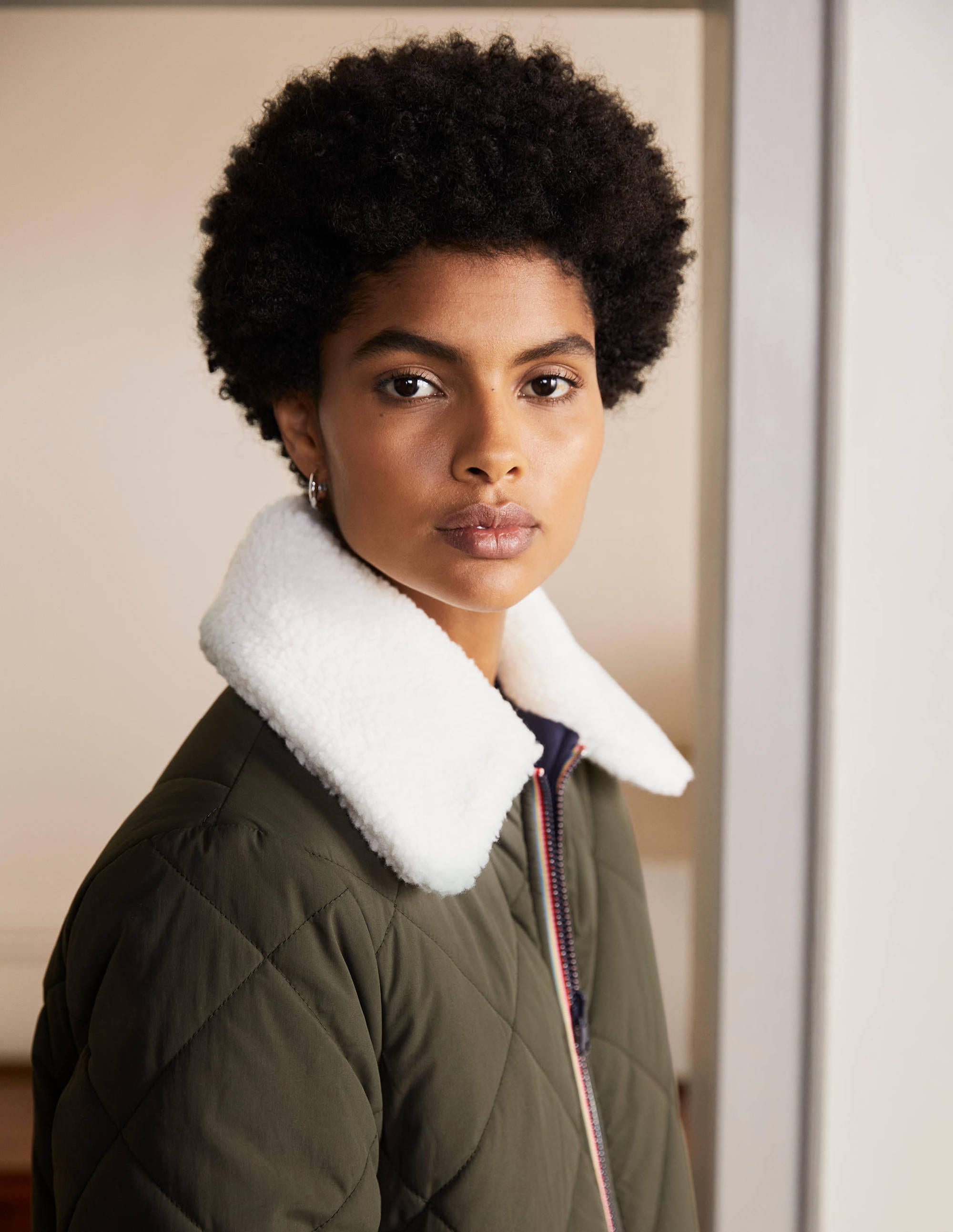 Reversible Quilted Puffer Coat-Khaki - Image 1