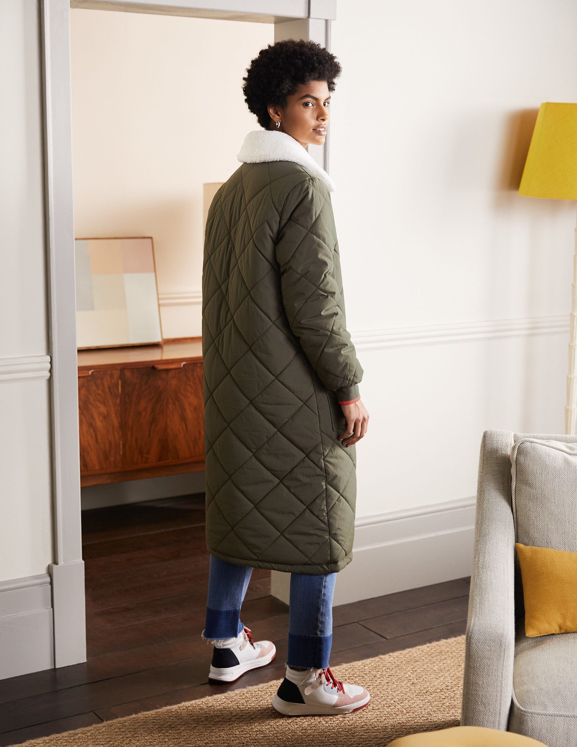 Reversible Quilted Puffer Coat-Khaki-2