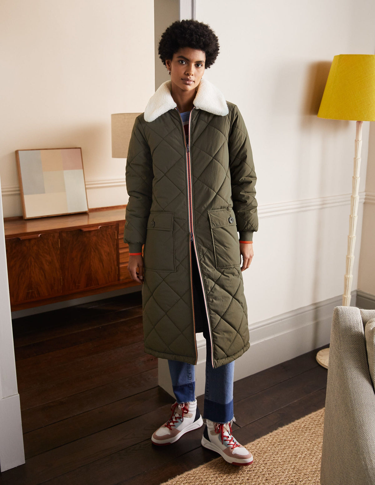 Reversible Quilted Puffer Coat-Khaki - Image 4