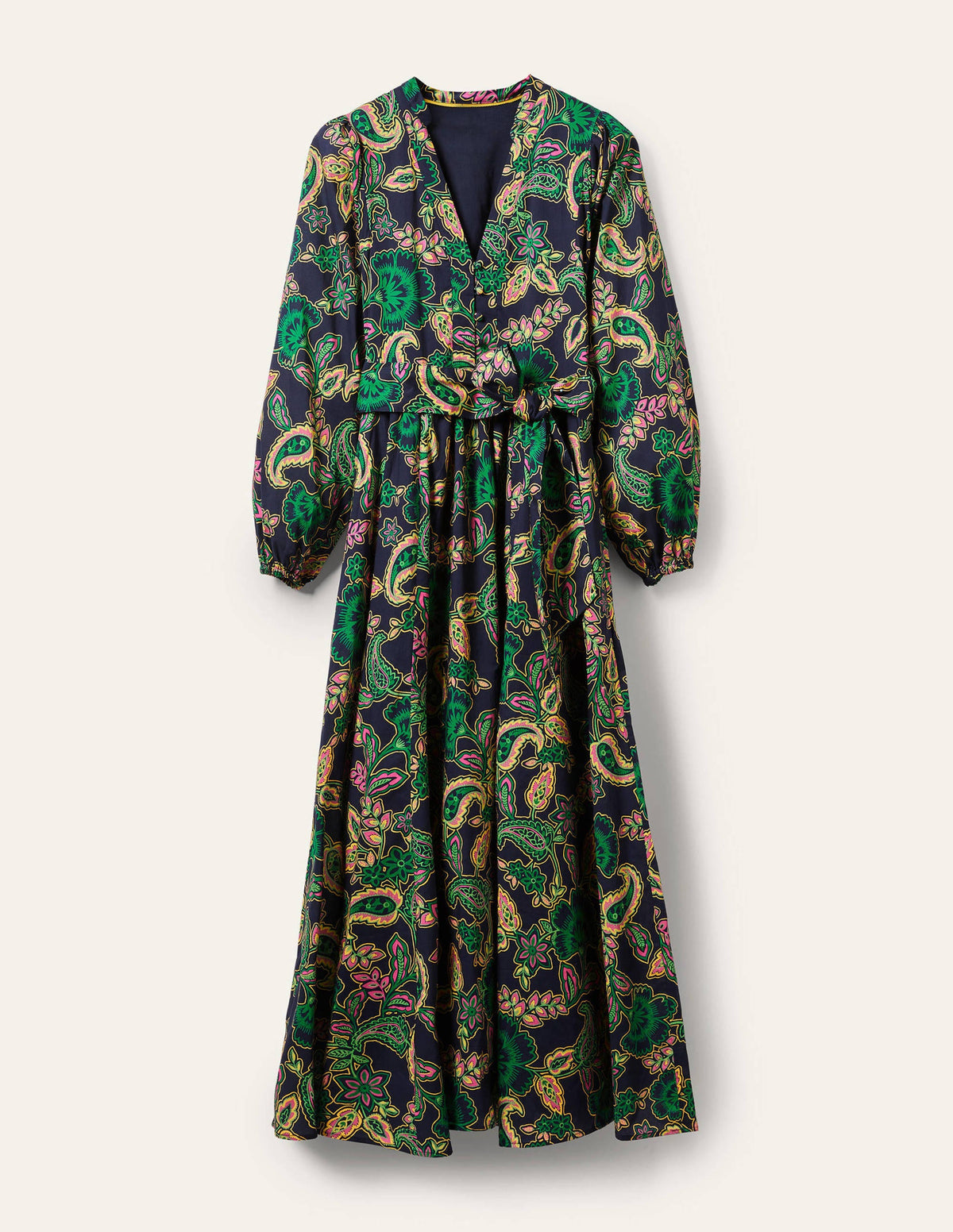 Notch Neck Cotton Maxi Dress-Navy, Exotic Floral - Image 5