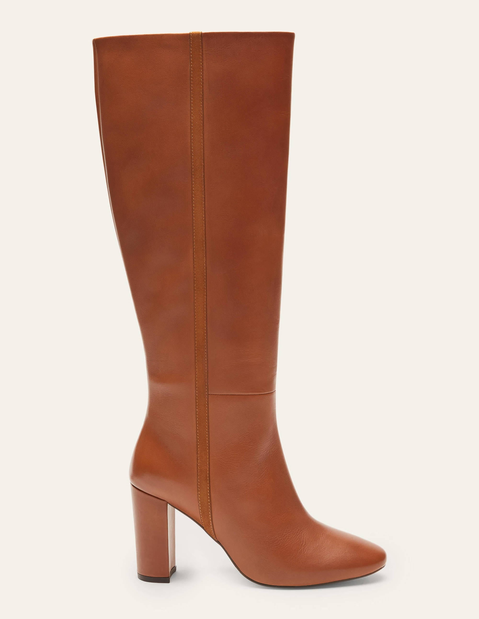 Knee High Leather Boots-Tan - Image 2