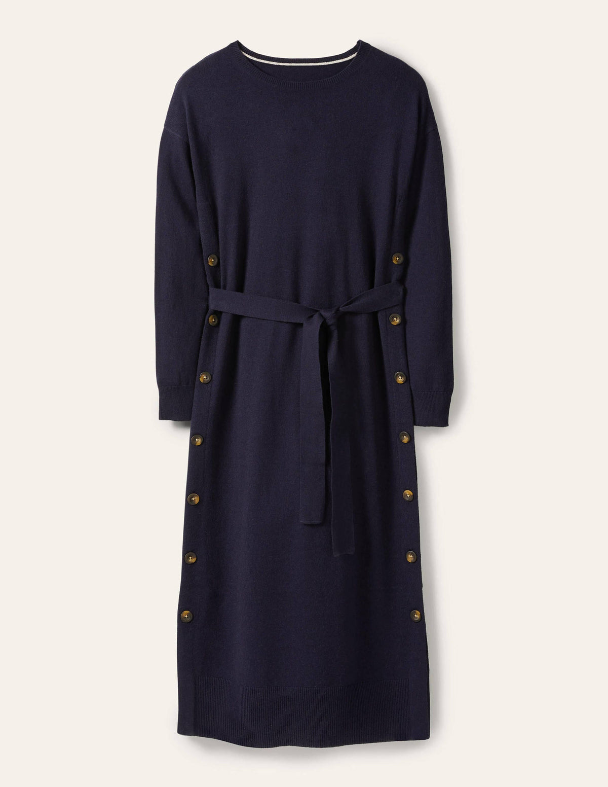 Side Button Knitted Dress-Navy - Image 5