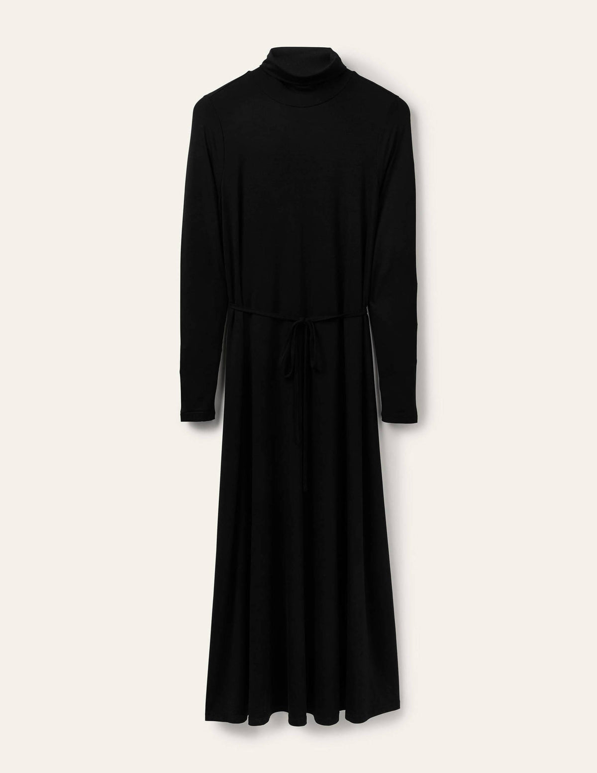 Roll Neck Jersey Midi Dress-Black-5
