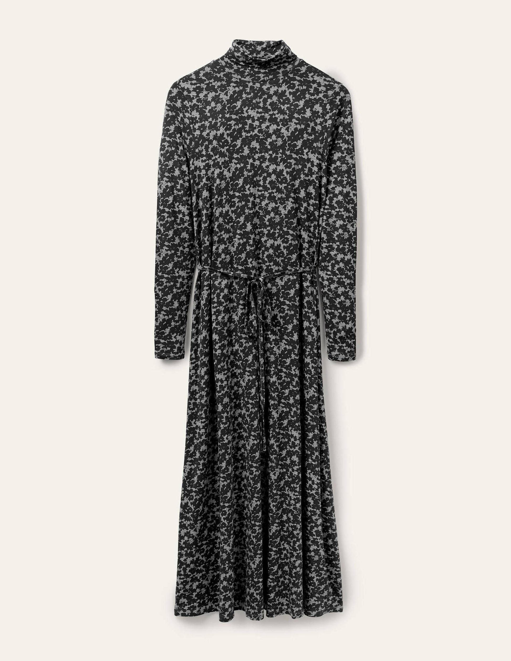 Roll Neck Jersey Midi Dress-Grey Marl, Camo Floral-5