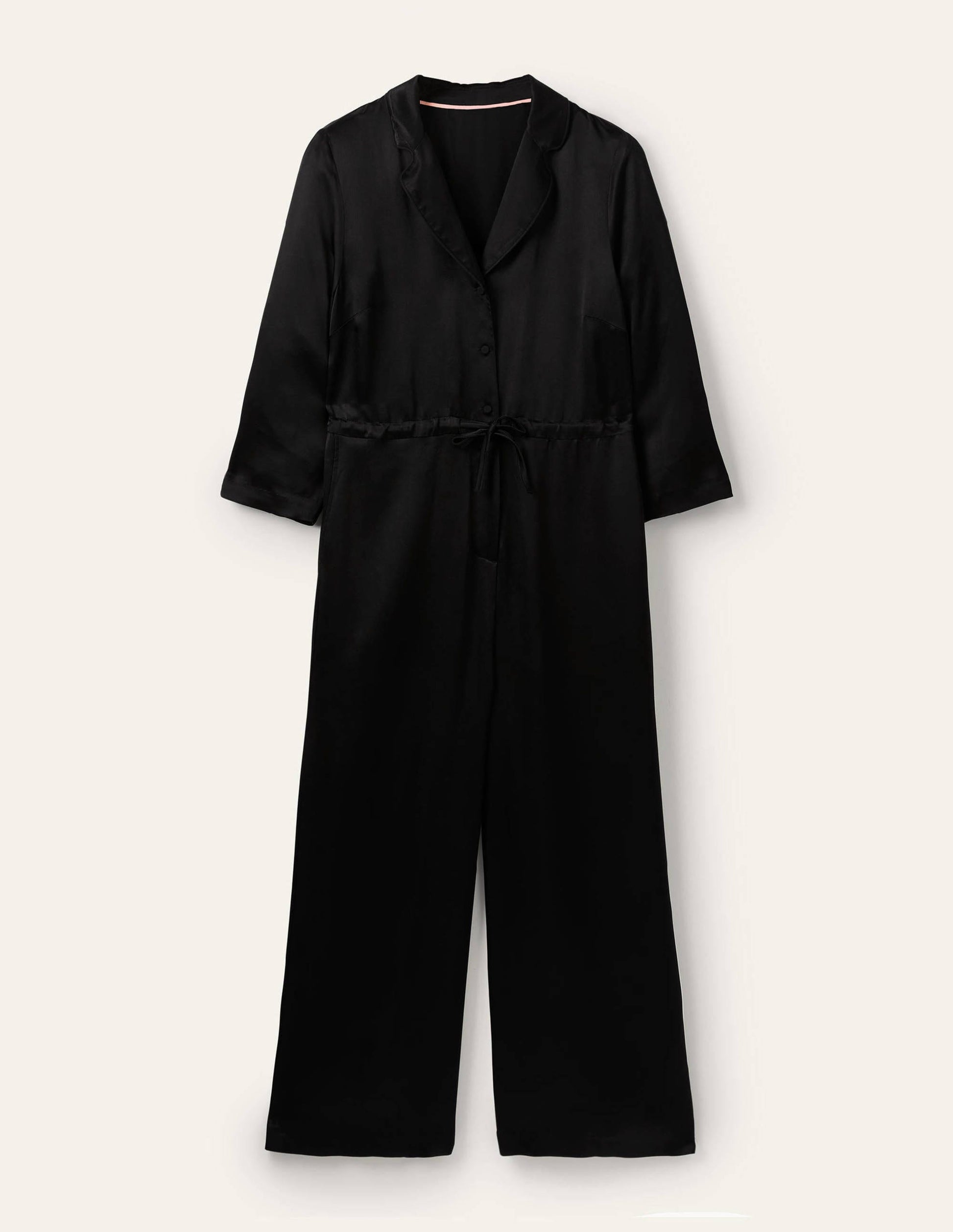 Collar Detail Cropped Jumpsuit-Black-5
