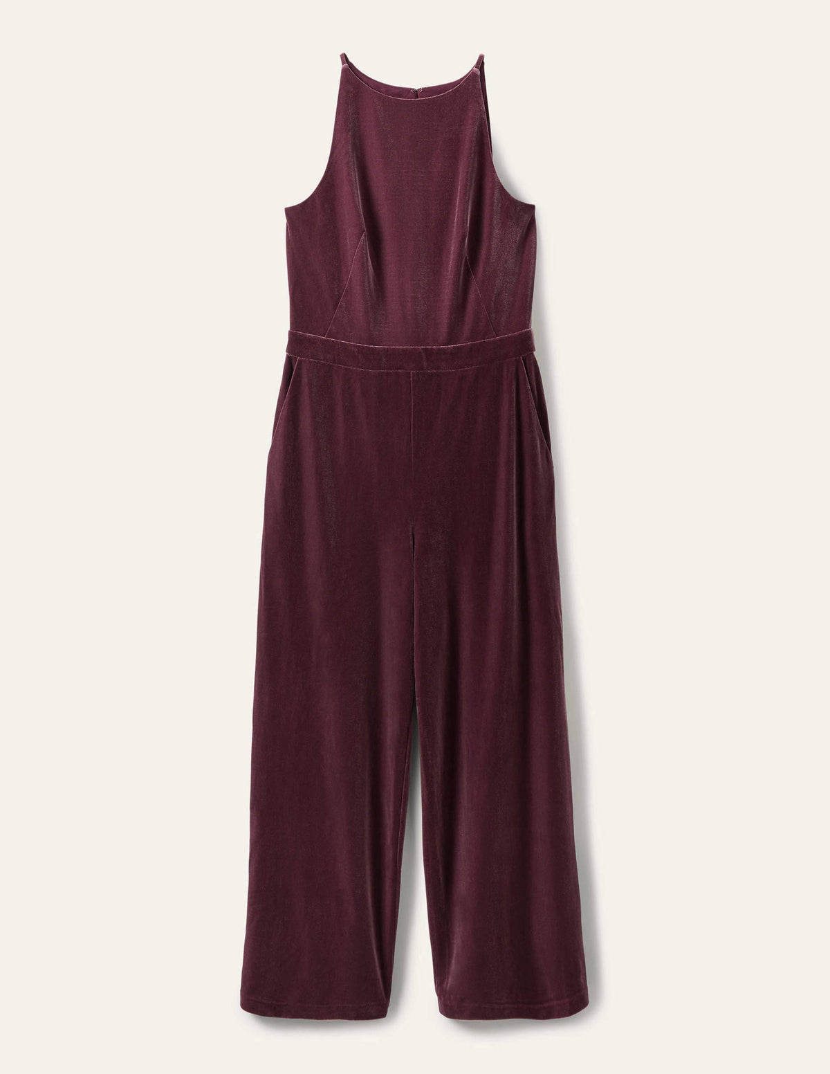 Halterneck Velvet Jumpsuit-Deep Wisteria - Image 5