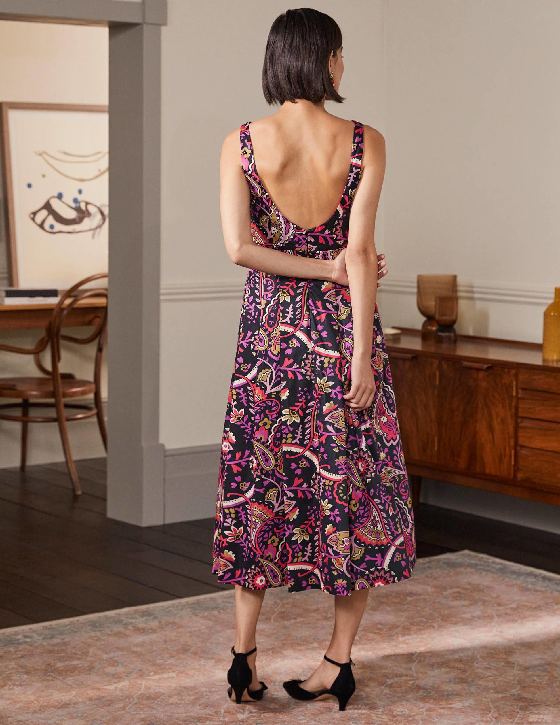 Scoop Back Fit and Flare Dress-Black,  Fantastical-3