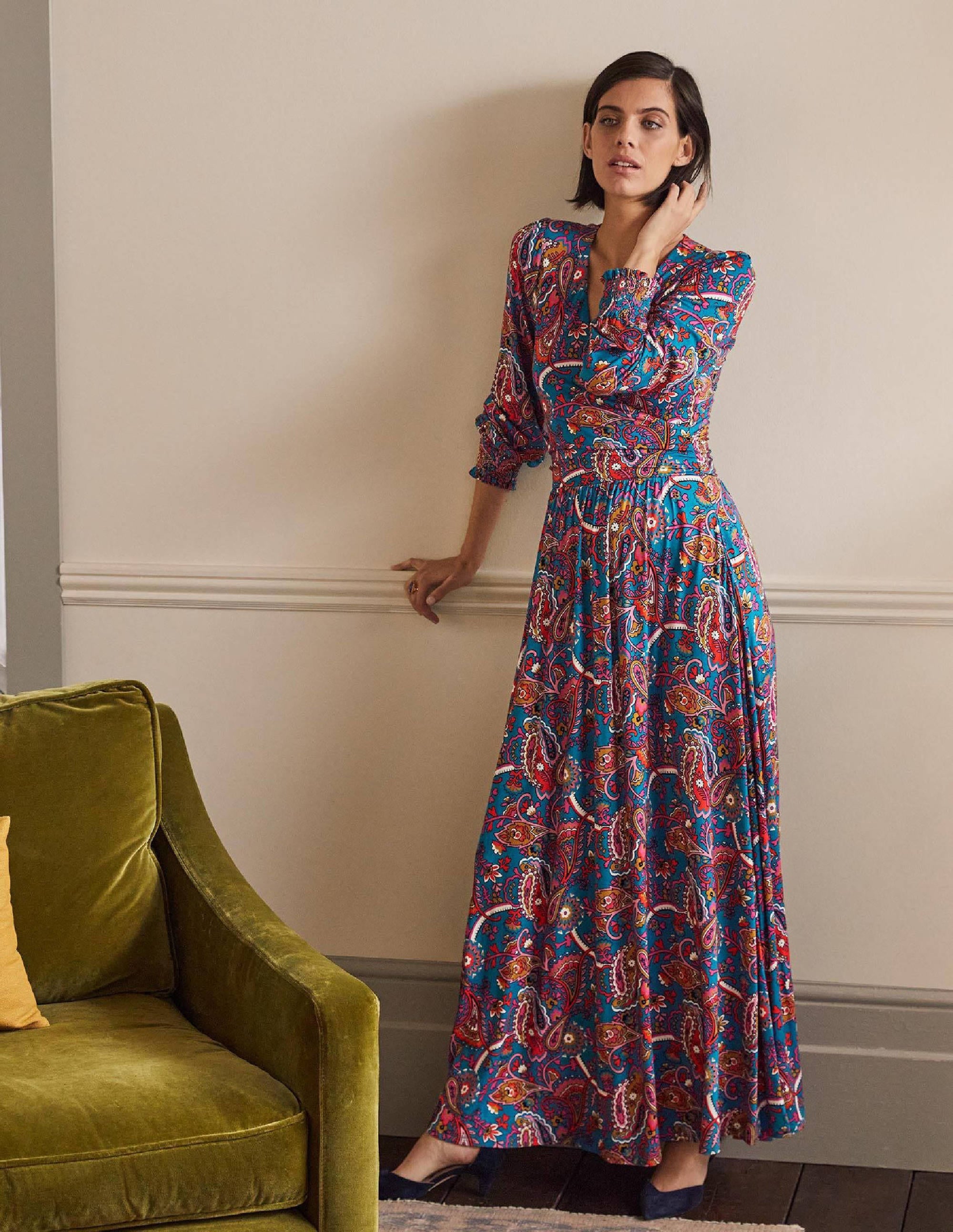 Jersey Maxi Wrap Dress-Winter Azure, Fantastical - Image 1
