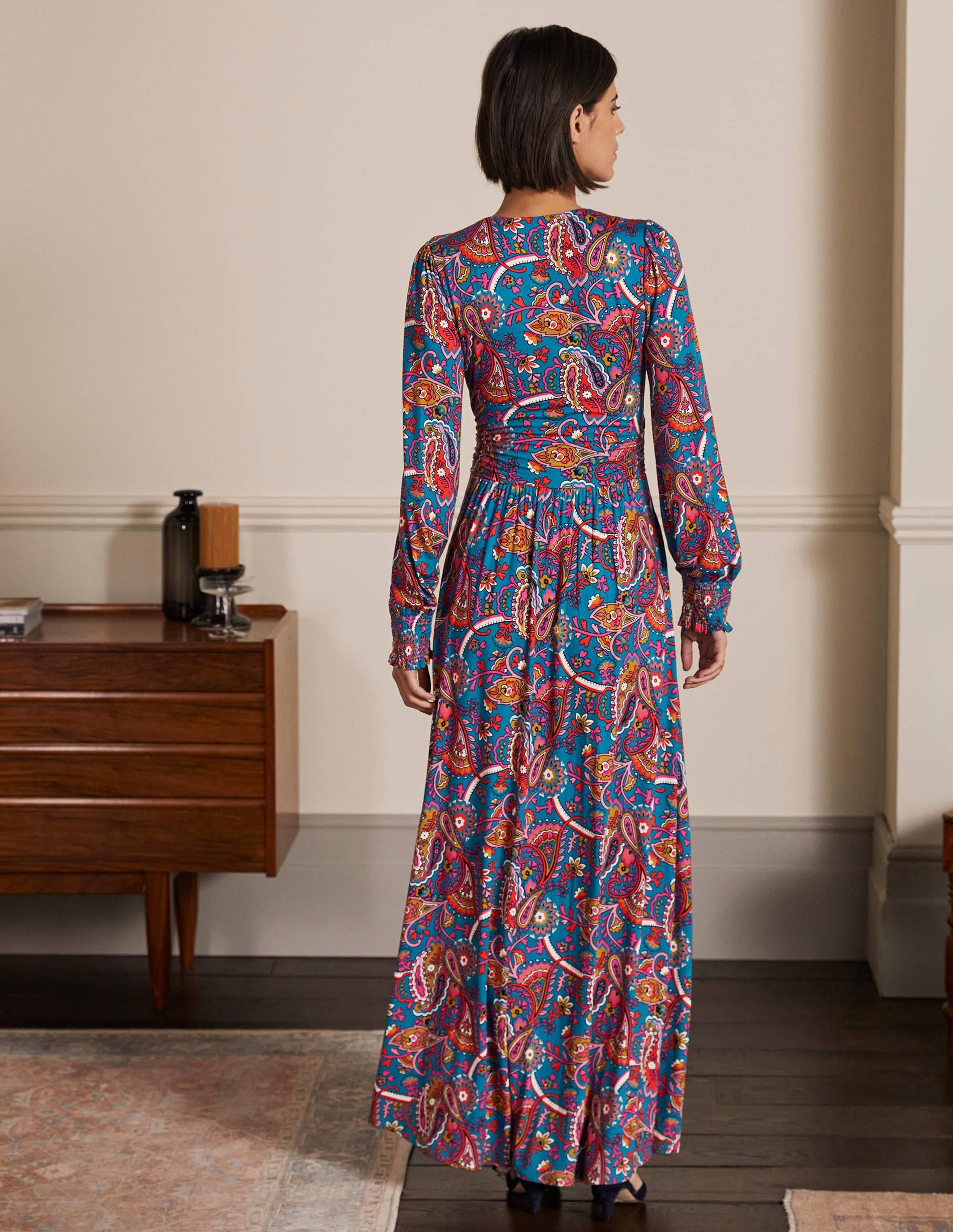 Jersey Maxi Wrap Dress-Winter Azure, Fantastical - Image 3