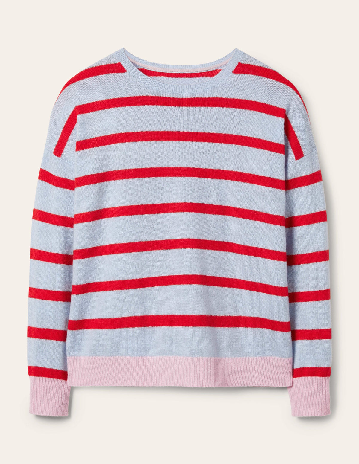 Striped Cashmere Jumper-Lapis Light Blue Stripe - Image 5