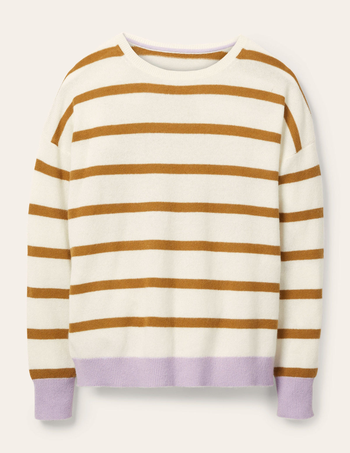 Striped Cashmere Jumper-Ivory Melange Stripe - Image 5