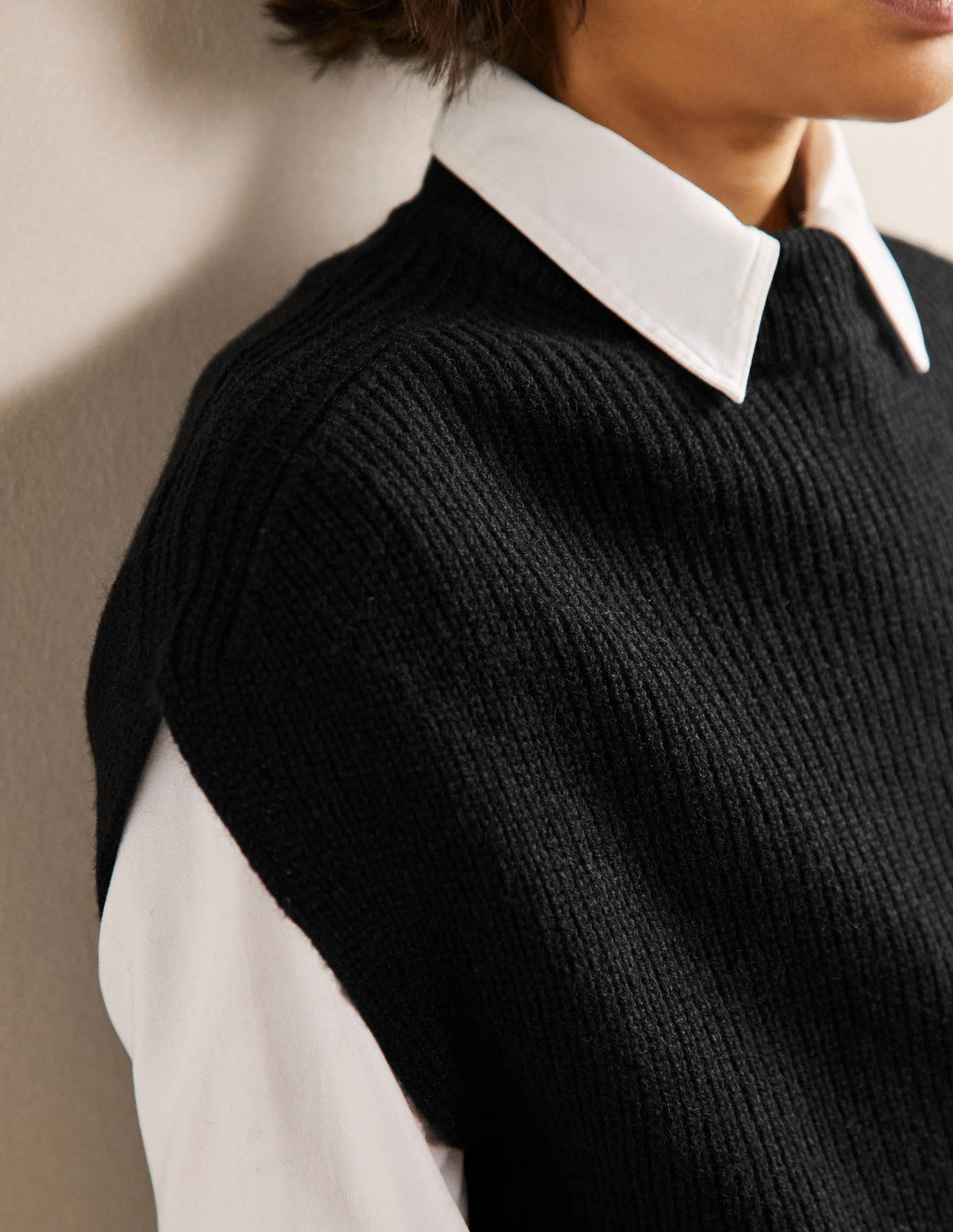 Relaxed Rib Sleeveless Jumper-Black - Image 2