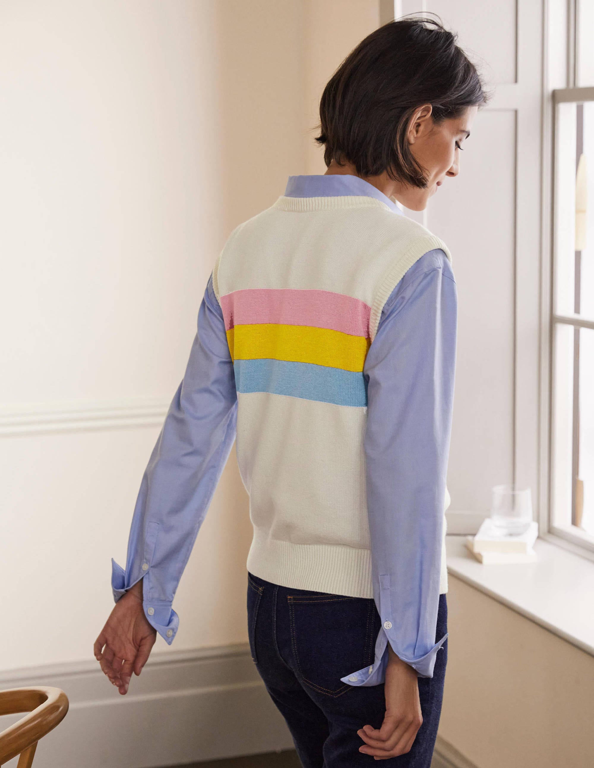 Fiona Tank-Ivory, Placement Stripe - Image 3