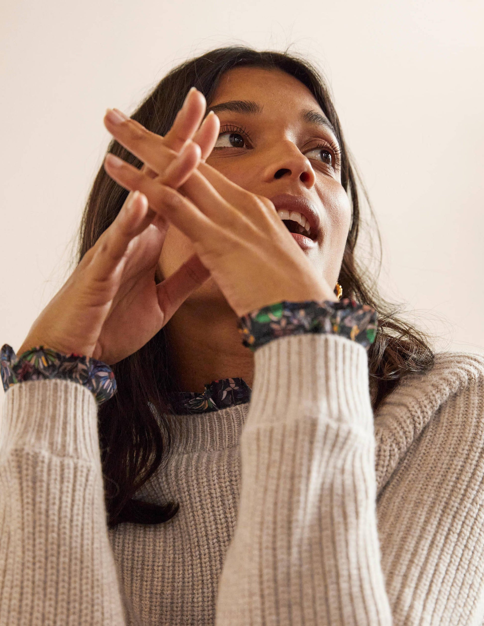 Relaxed Woven Mix Jumper-Chinchilla Melange-2