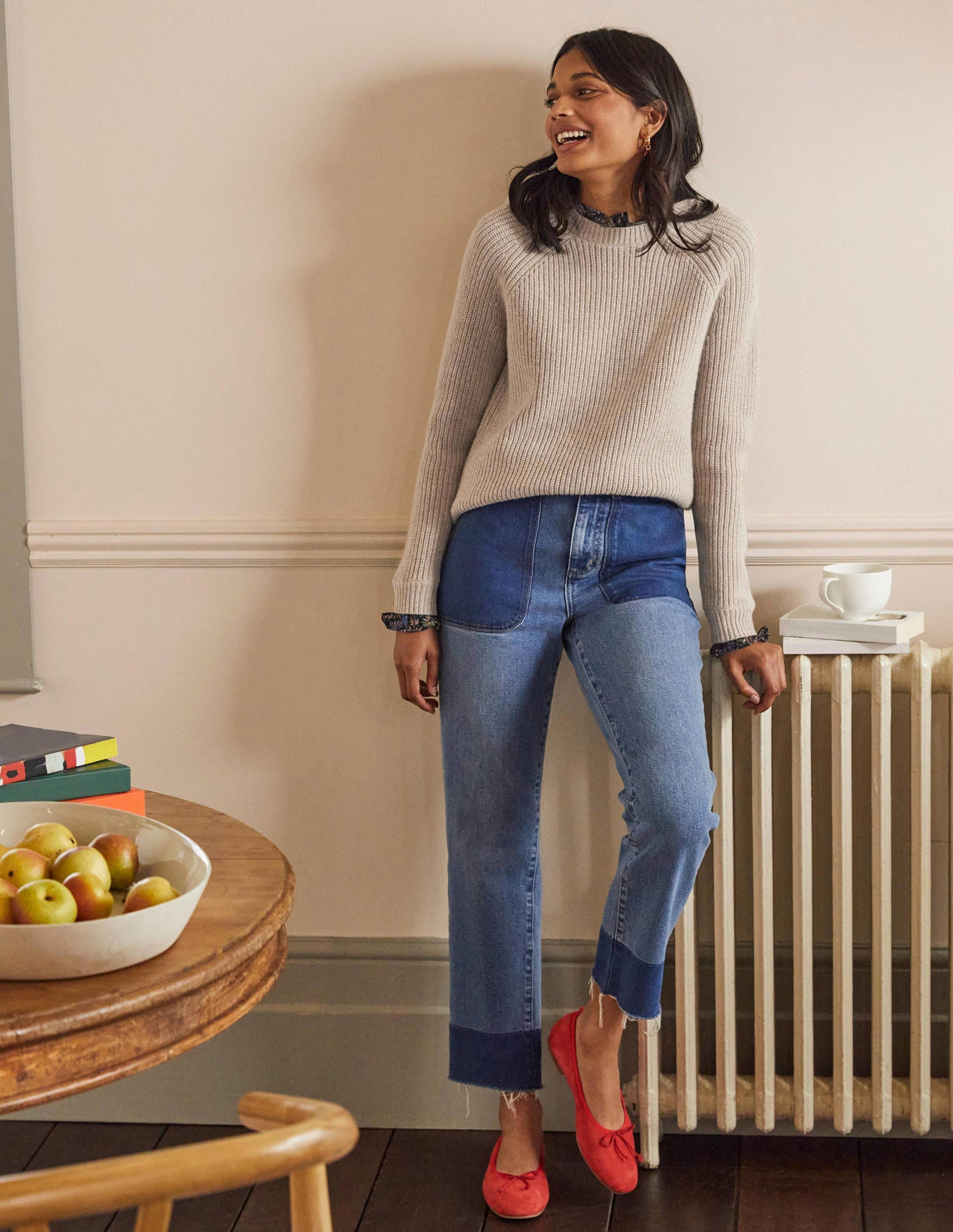 Relaxed Woven Mix Jumper-Chinchilla Melange-4