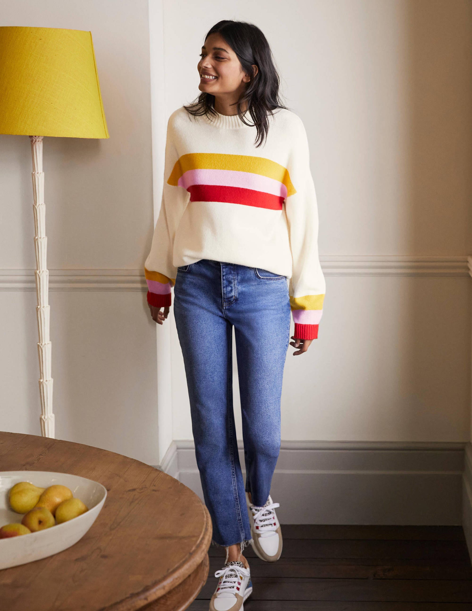 Savannah Cashmere Jumper-Ruby, Citrine Stripe - Image 4