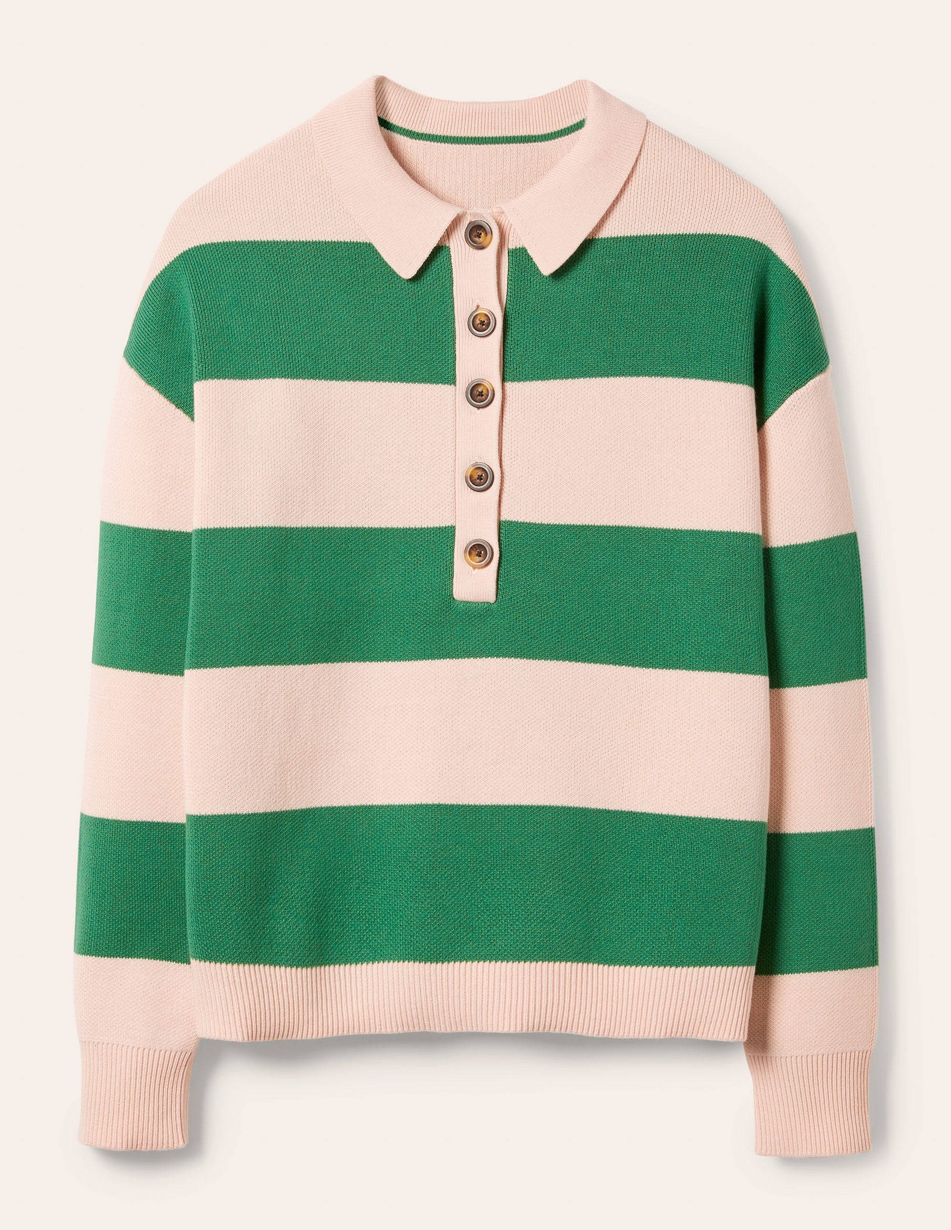 Striped Knitted Rugby Jumper-Milkshake and Irish Green-5