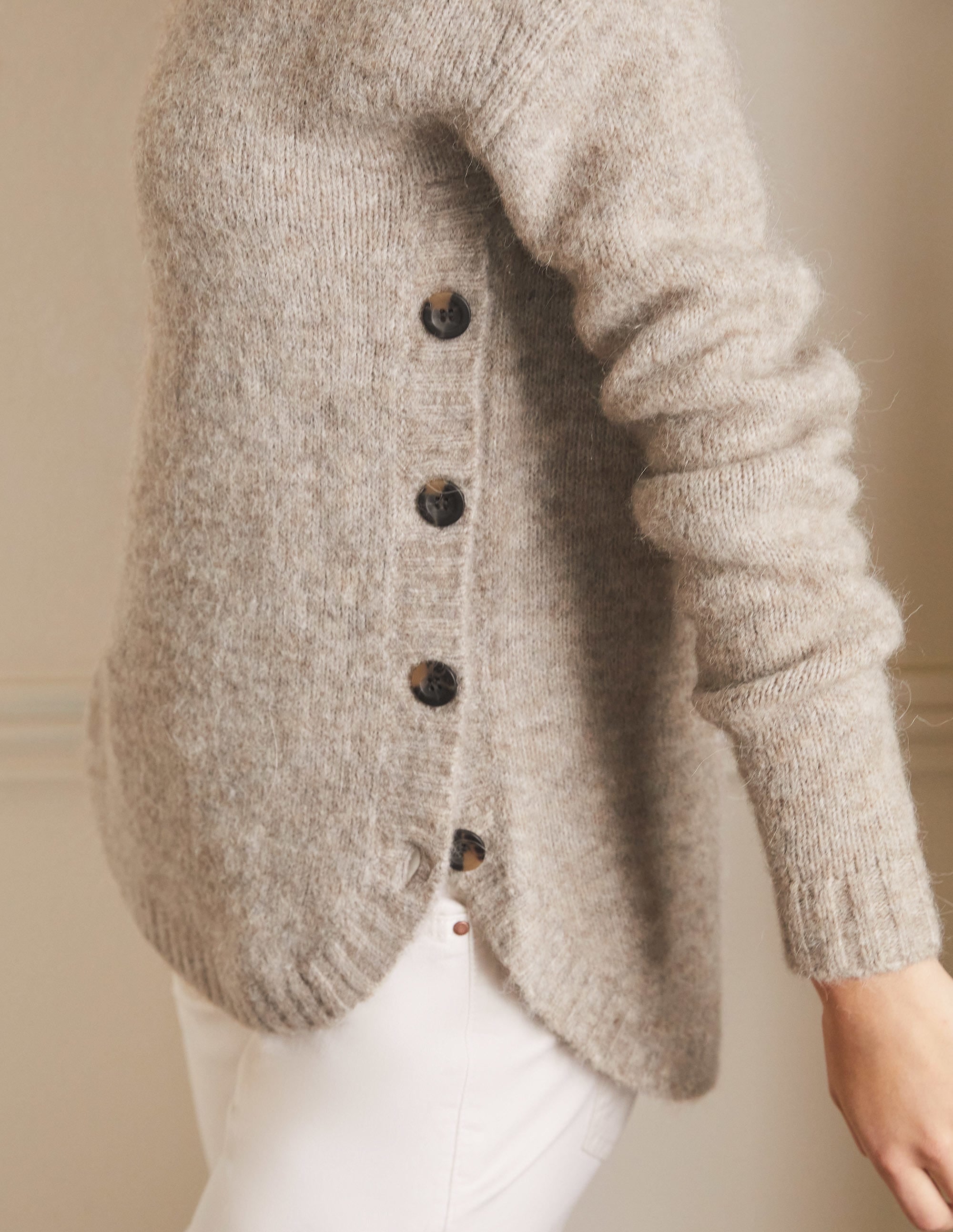 Fluffy Side Button Jumper-Mink Melange - Image 2