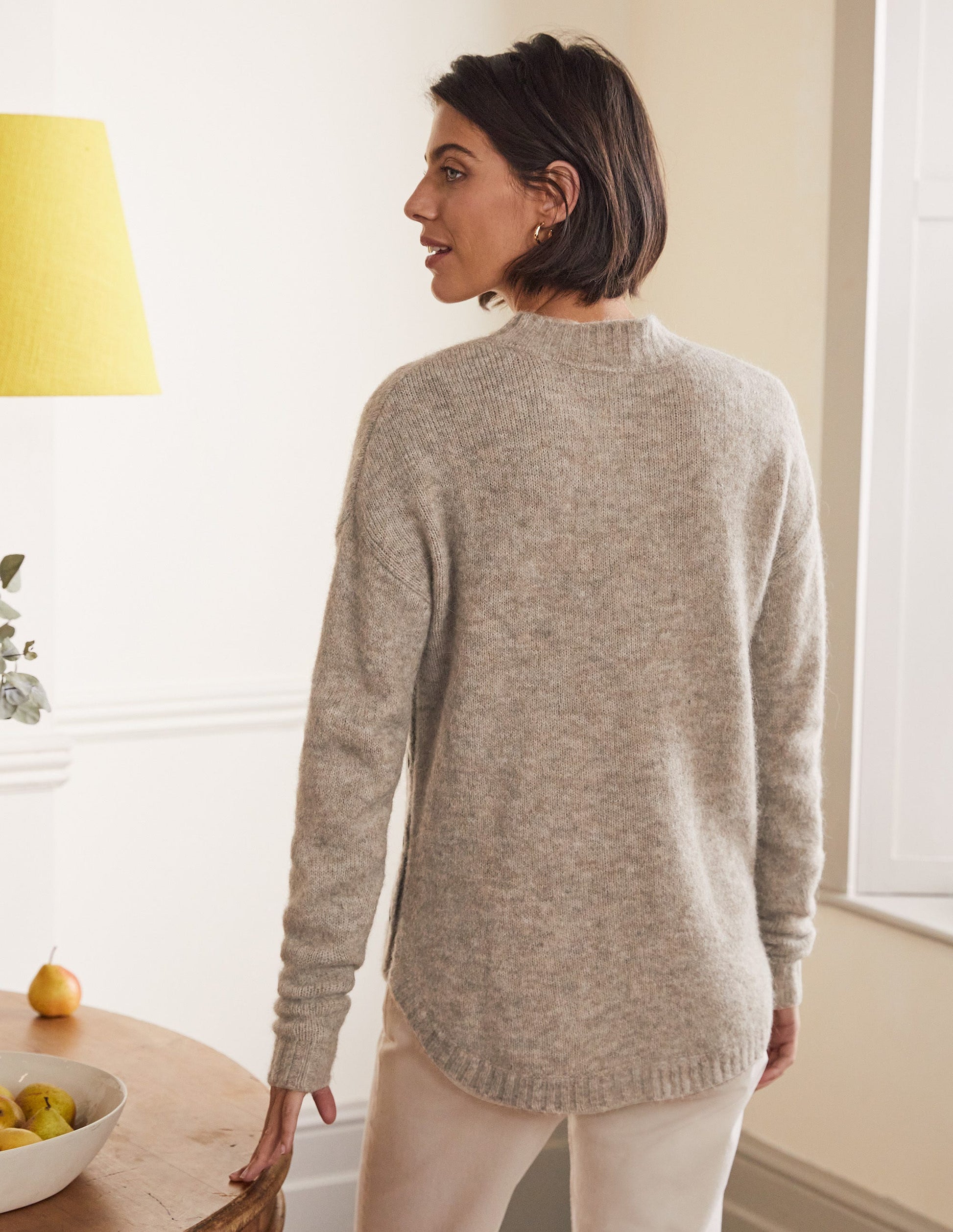Fluffy Side Button Jumper-Mink Melange-3
