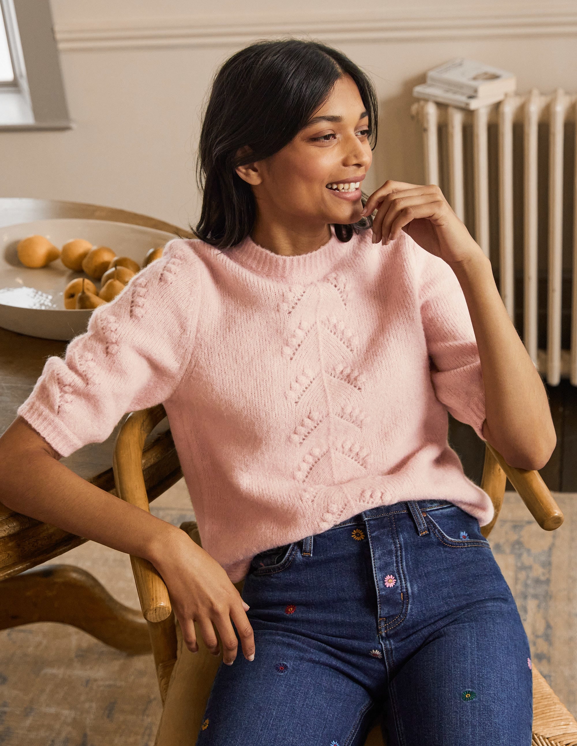 Fluffy Knitted T-shirt-Milkshake - Image 1