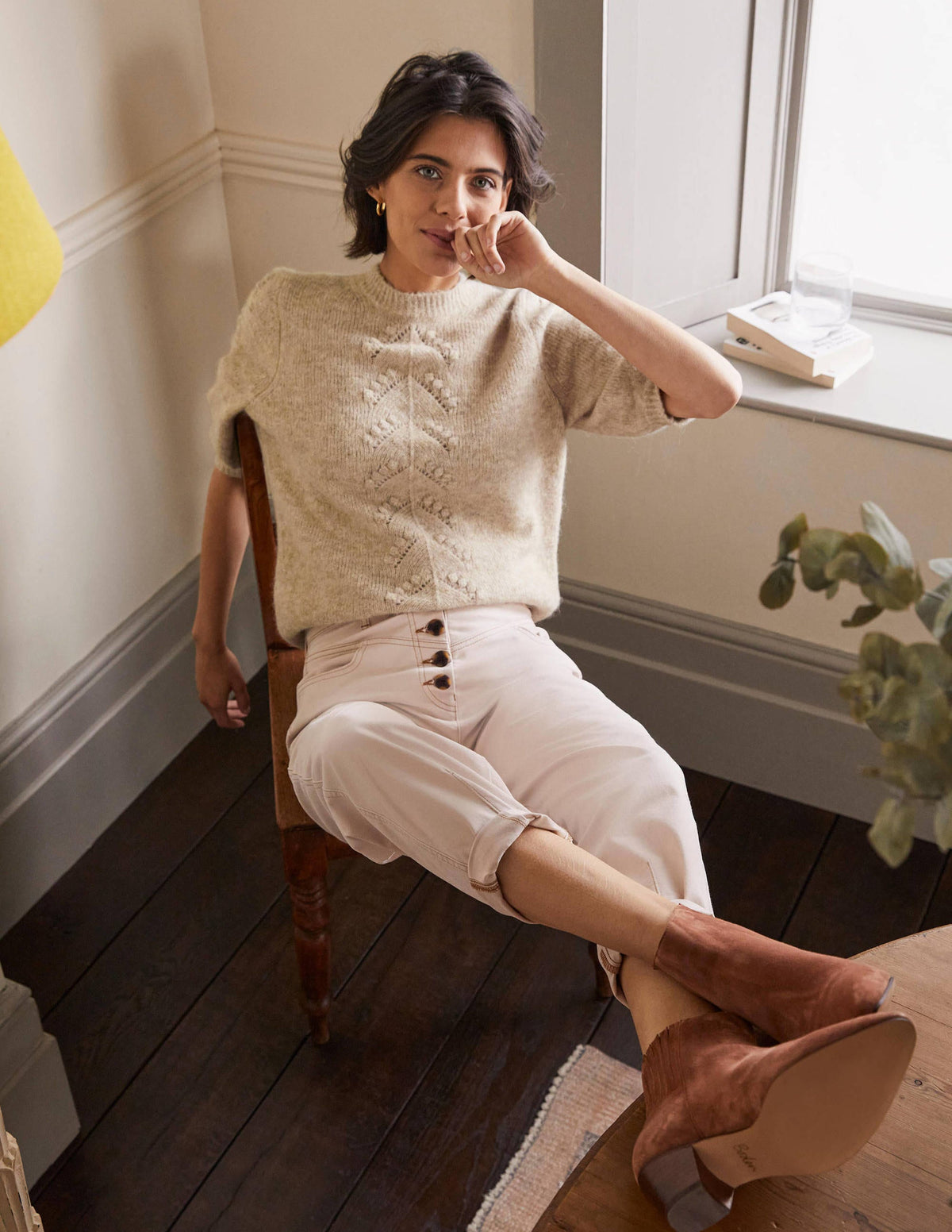 Fluffy Knitted T-shirt-Chinchilla Melange-4