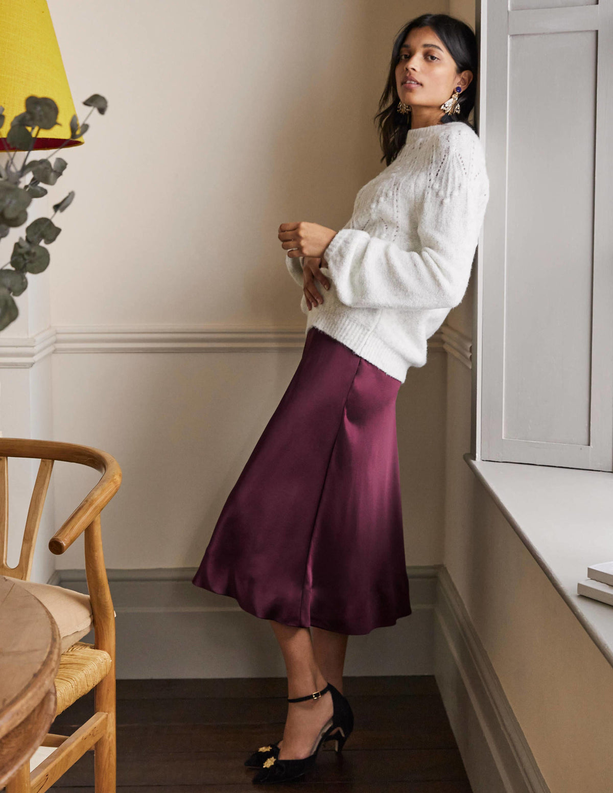 Seam Detail Midi Skirt-Deep Wisteria - Image 1