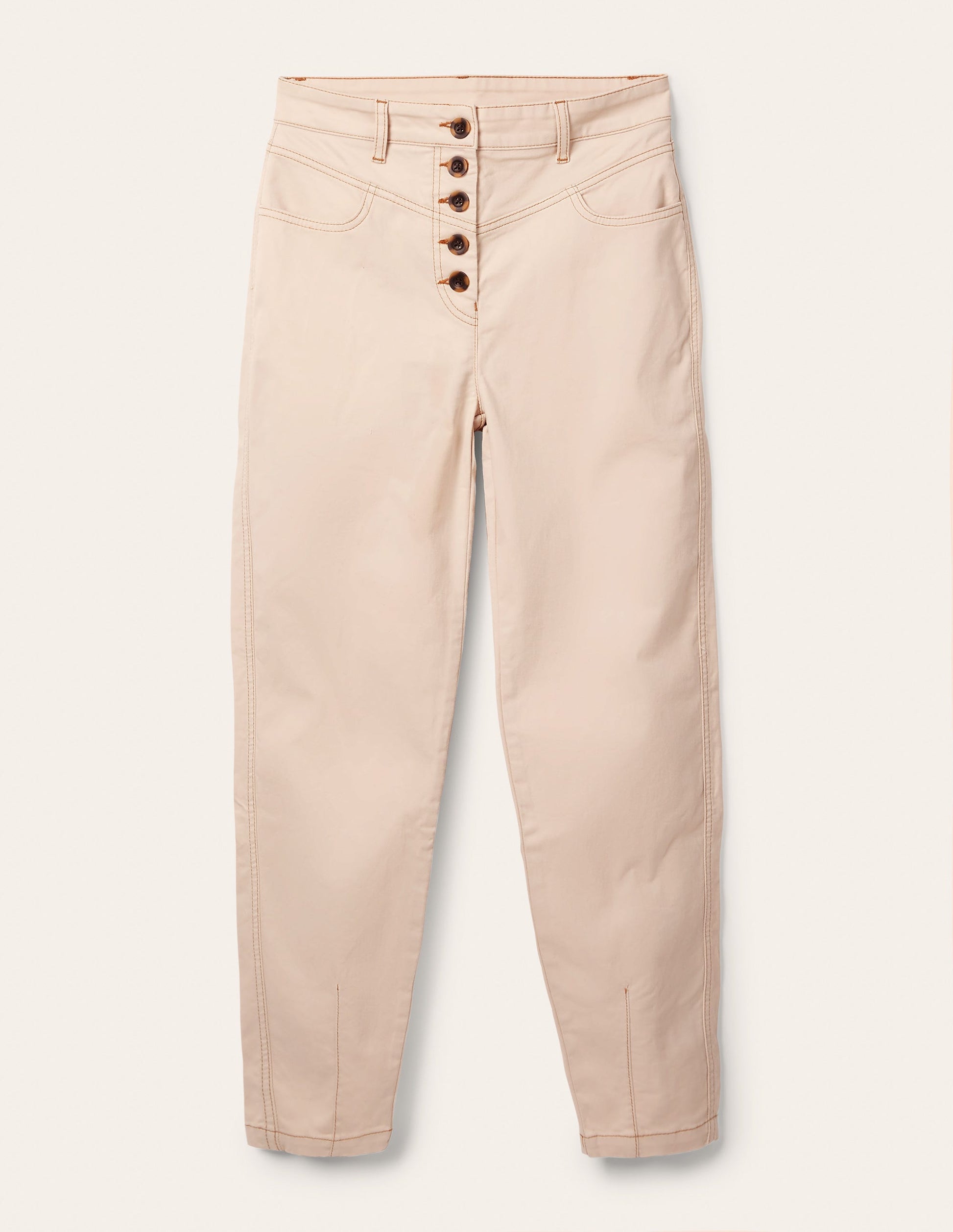 Tapered Chino Trousers-Oat Milk-5