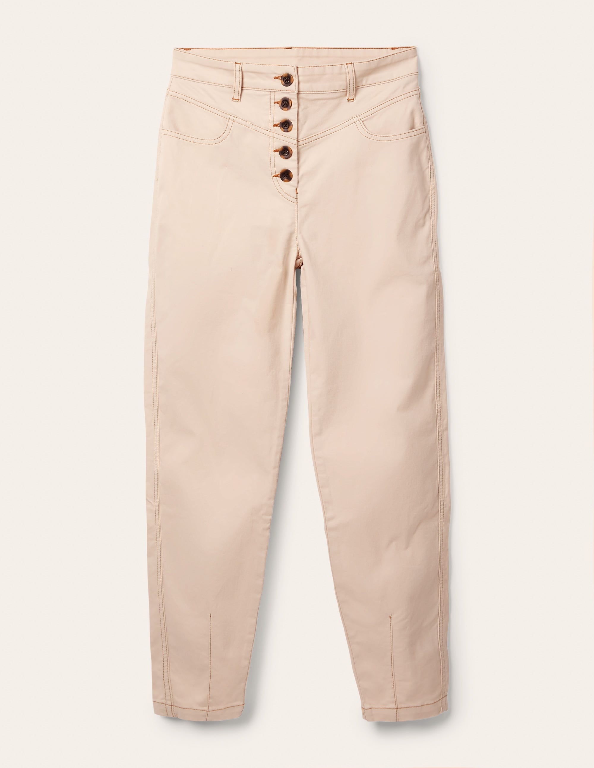 Tapered Chino Trousers-Oat Milk - Image 5